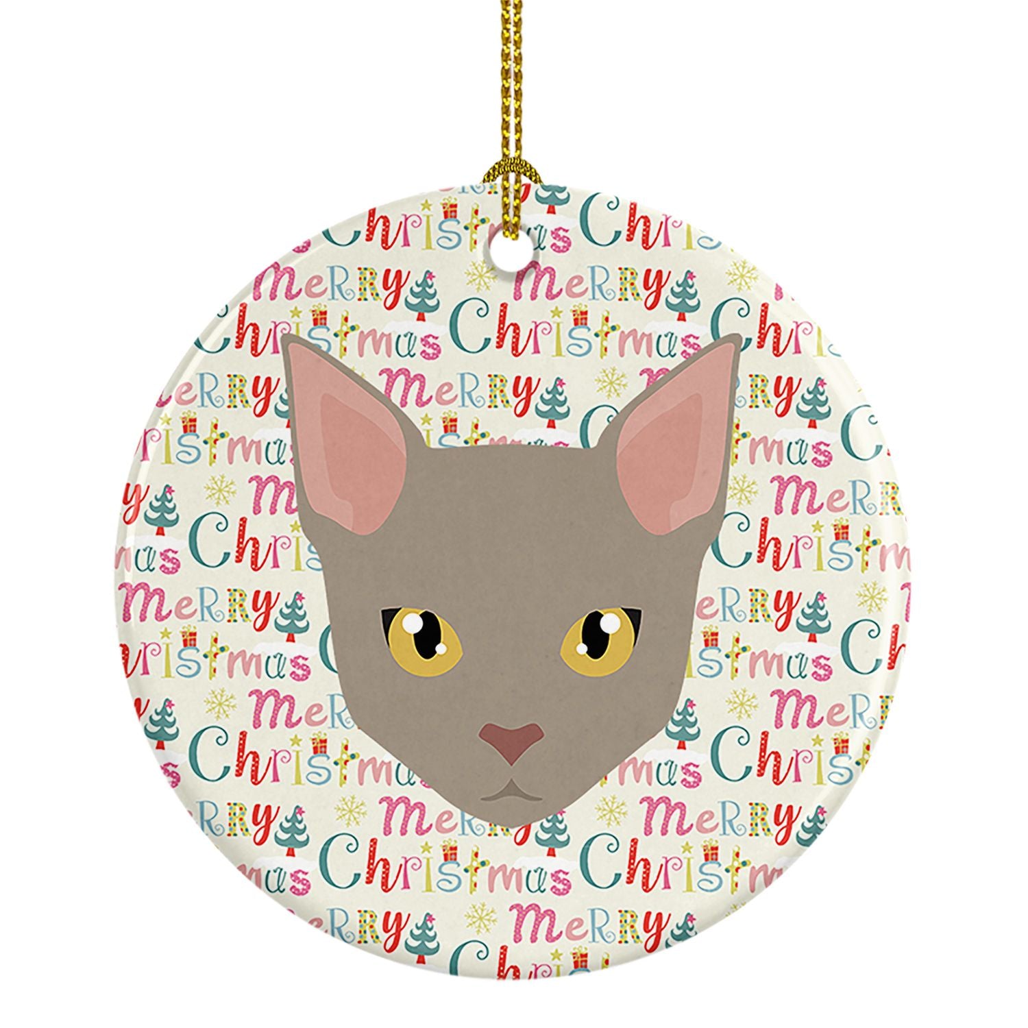 Malayan Cat Christmas Ceramic Ornament Christmas Tree Hanging Decorations for Home Christmas Holiday, Party, Gift, 3 in, Multico