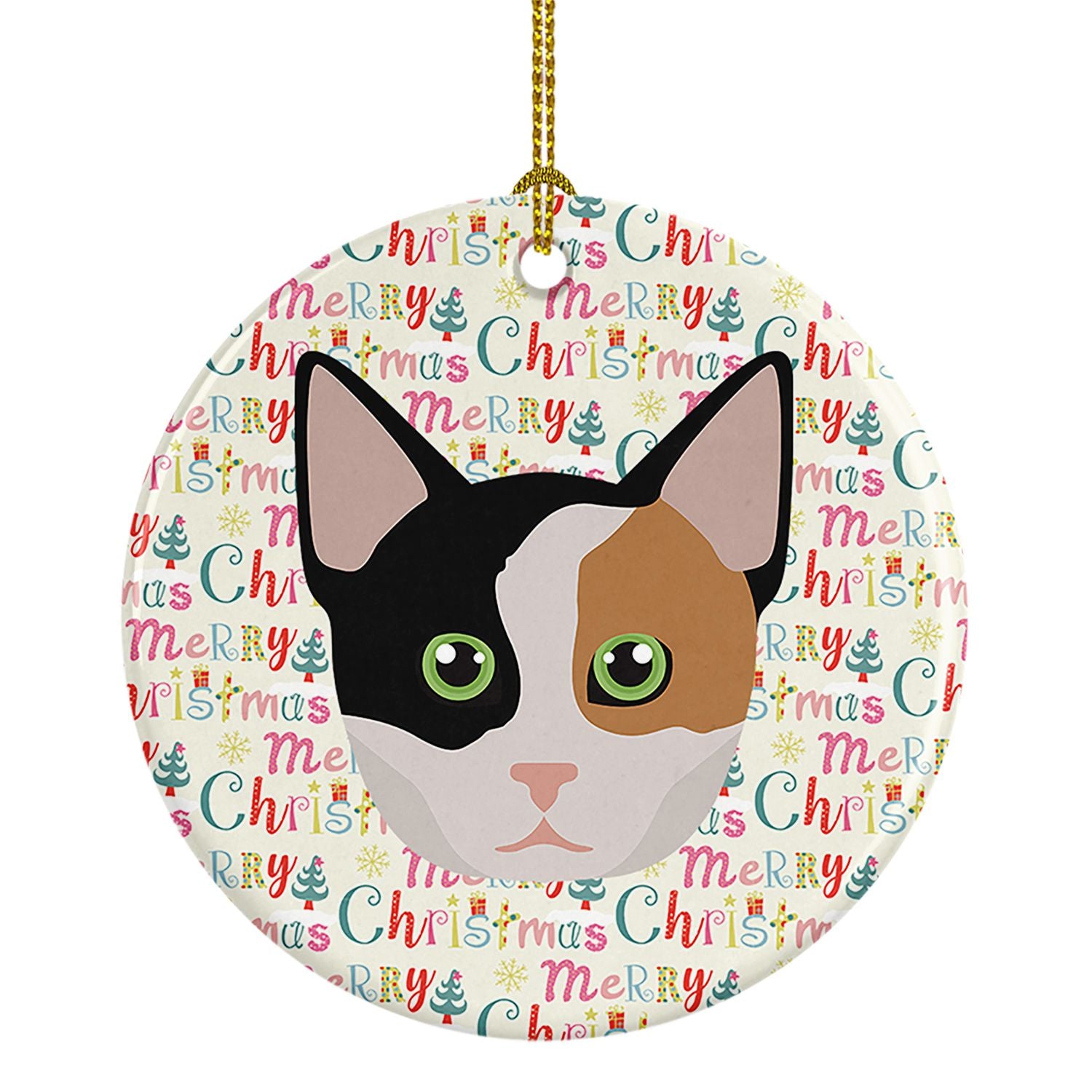 Munchkin Cat Christmas Ceramic Ornament Christmas Tree Hanging Decorations for Home Christmas Holiday, Party, Gift, 3 in, Multic