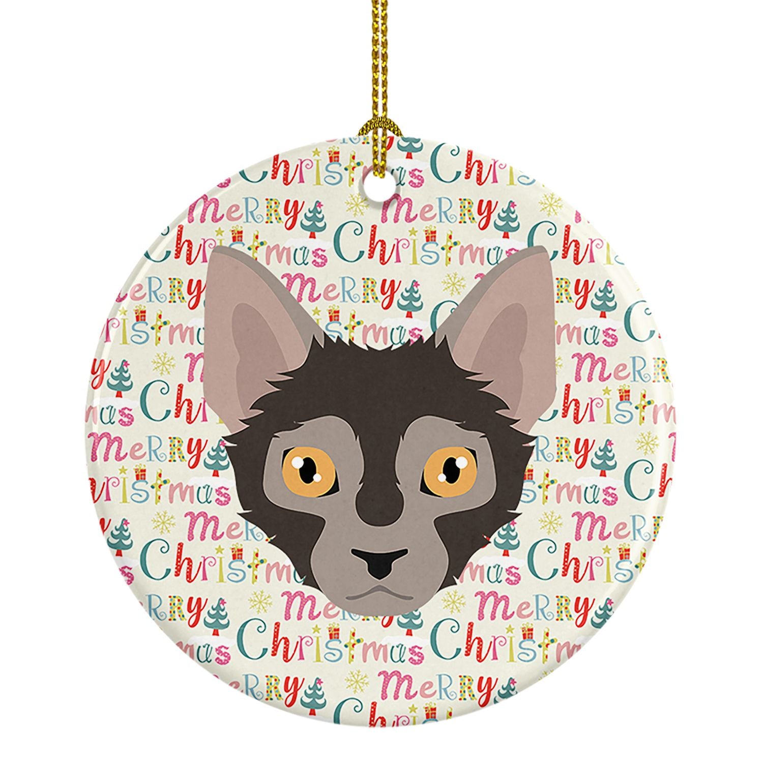 Lykoi Cat Christmas Ceramic Ornament Christmas Tree Hanging Decorations for Home Christmas Holiday, Party, Gift, 3 in, Multicolo