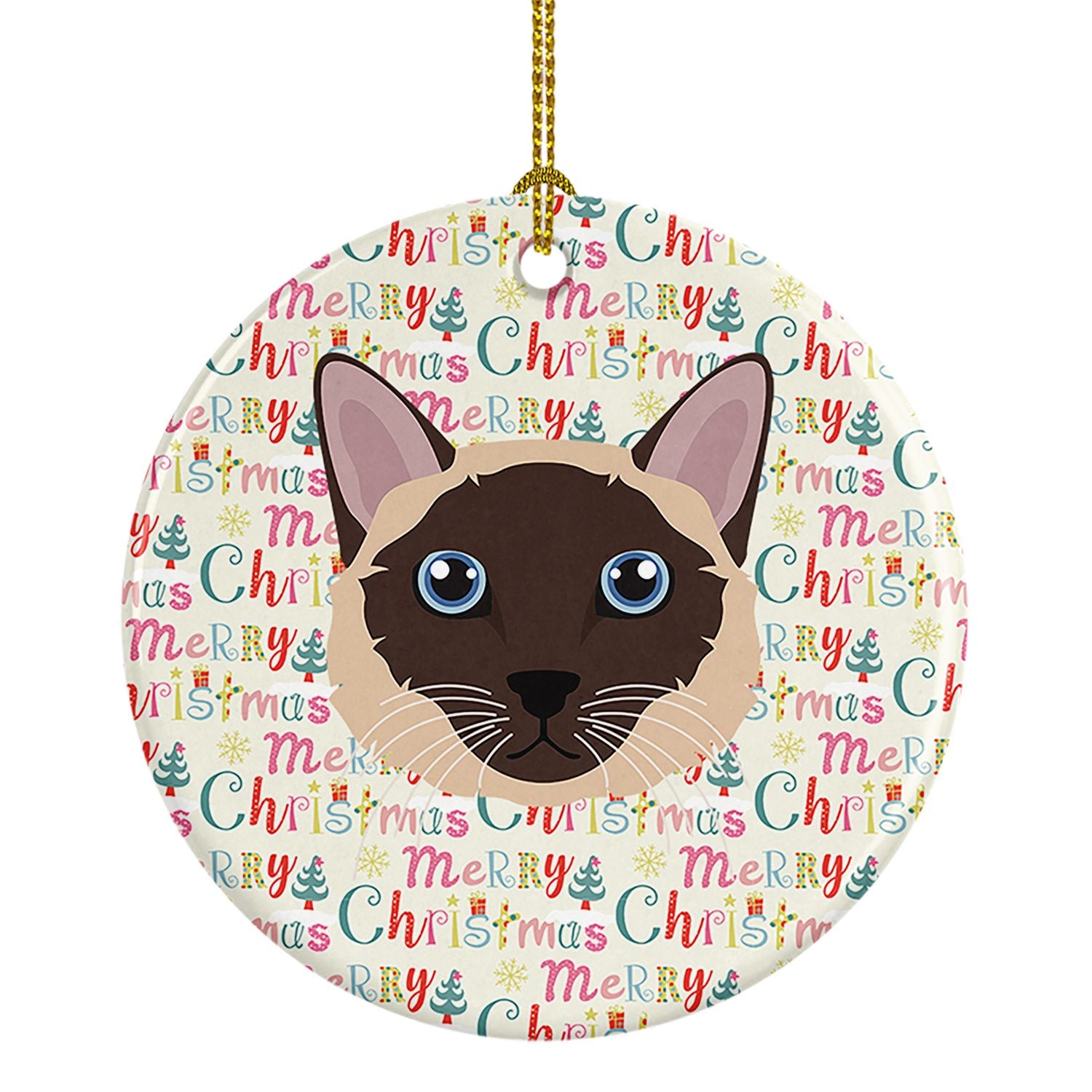 Siamese Traditional Cat Christmas Ceramic Ornament Christmas Tree Hanging Decorations for Home Christmas Holiday, Party, Gift, 3