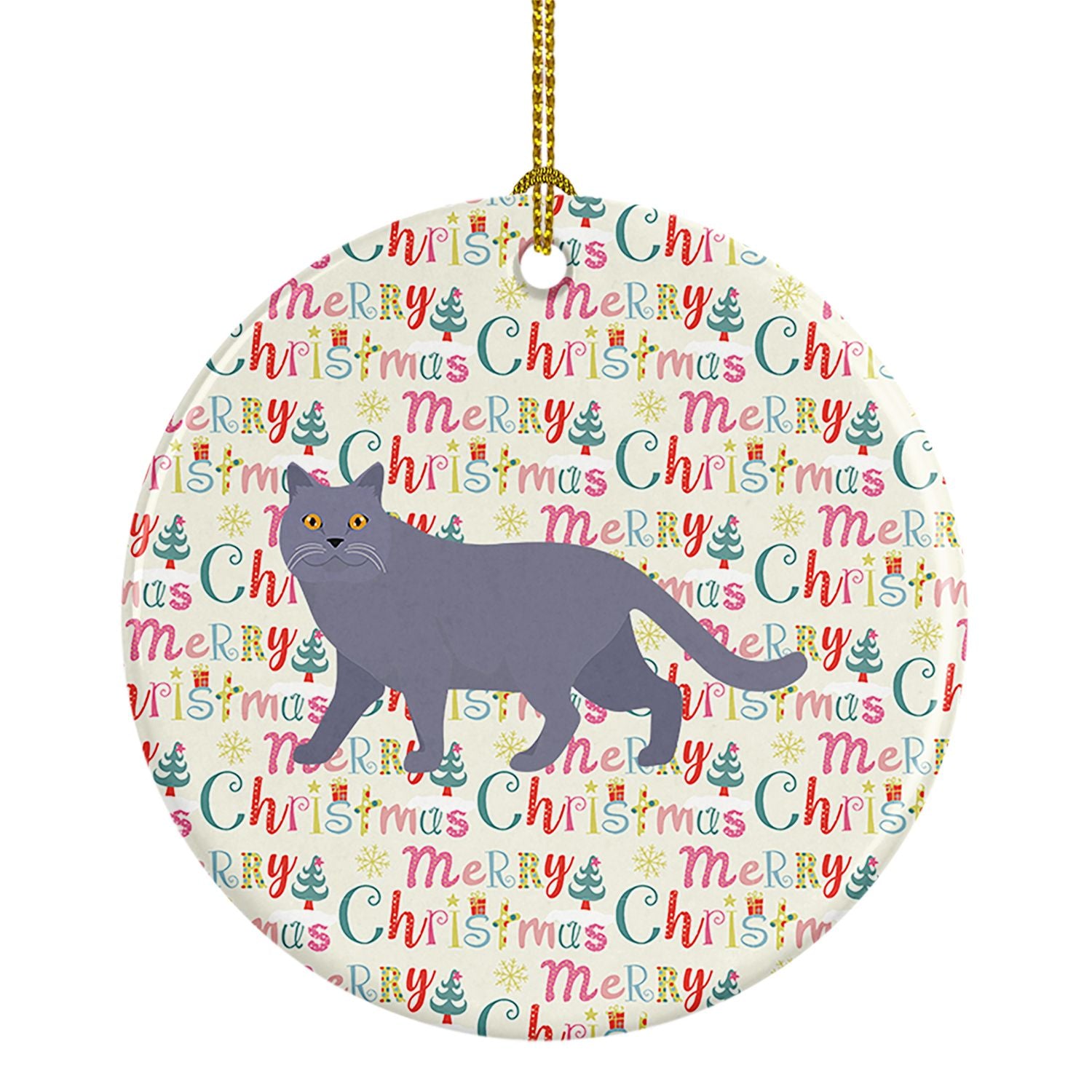 British Shorthair #1 Cat Christmas Ceramic Ornament Christmas Tree Hanging Decorations for Home Christmas Holiday, Party, Gift, 