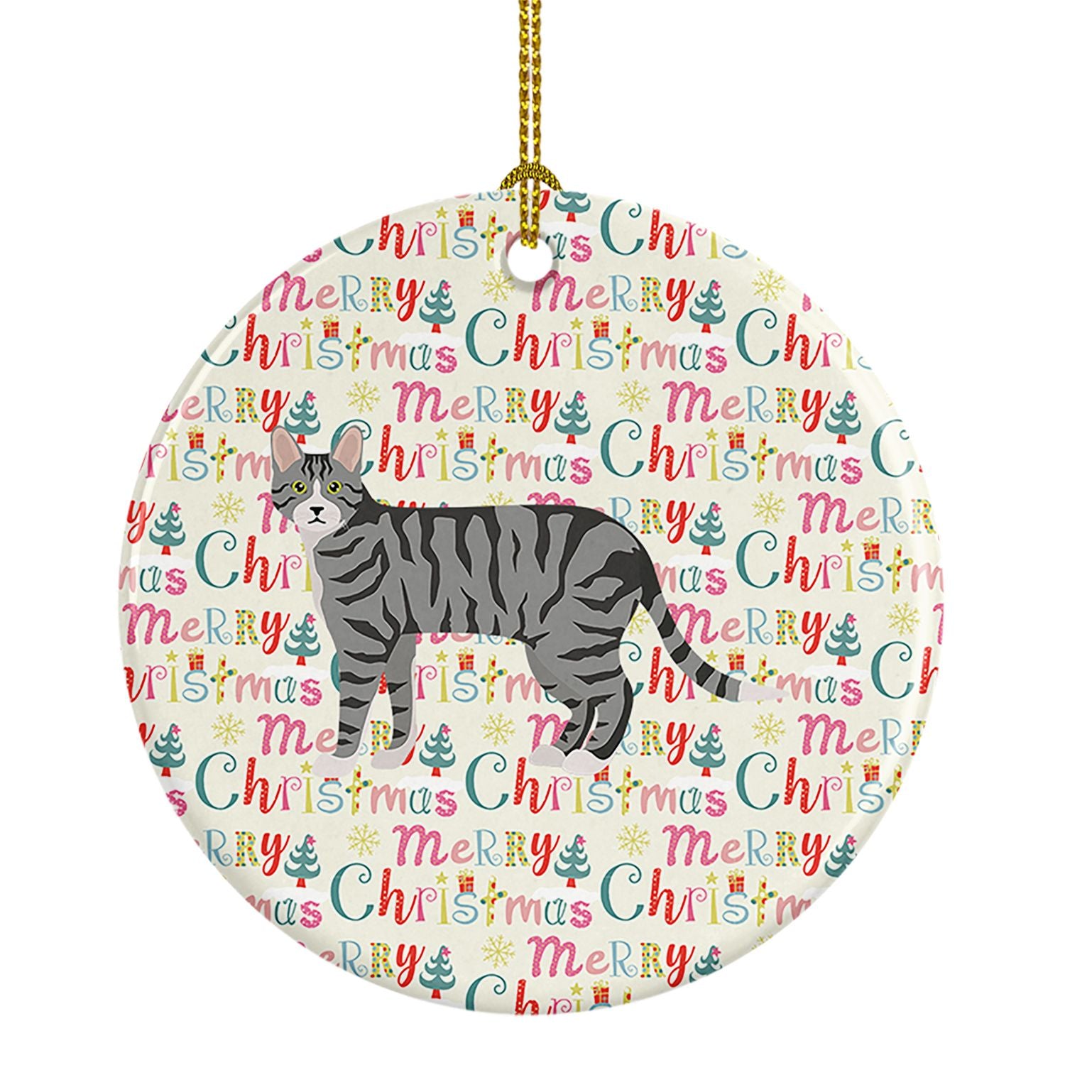 Dragon Li #1 Cat Christmas Ceramic Ornament Christmas Tree Hanging Decorations for Home Christmas Holiday, Party, Gift, 3 in, Mu