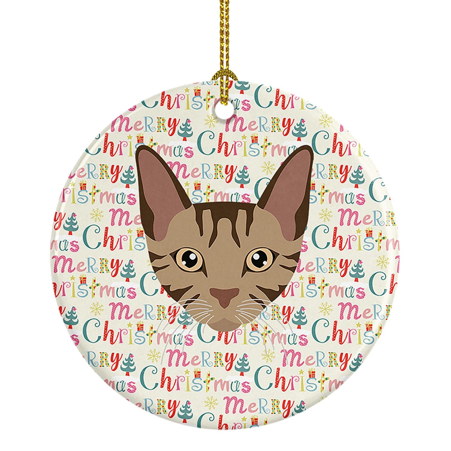 Sokoke Cat Christmas Ceramic Ornament Christmas Tree Hanging Decorations for Home Christmas Holiday, Party, Gift, 3 in, Multicol