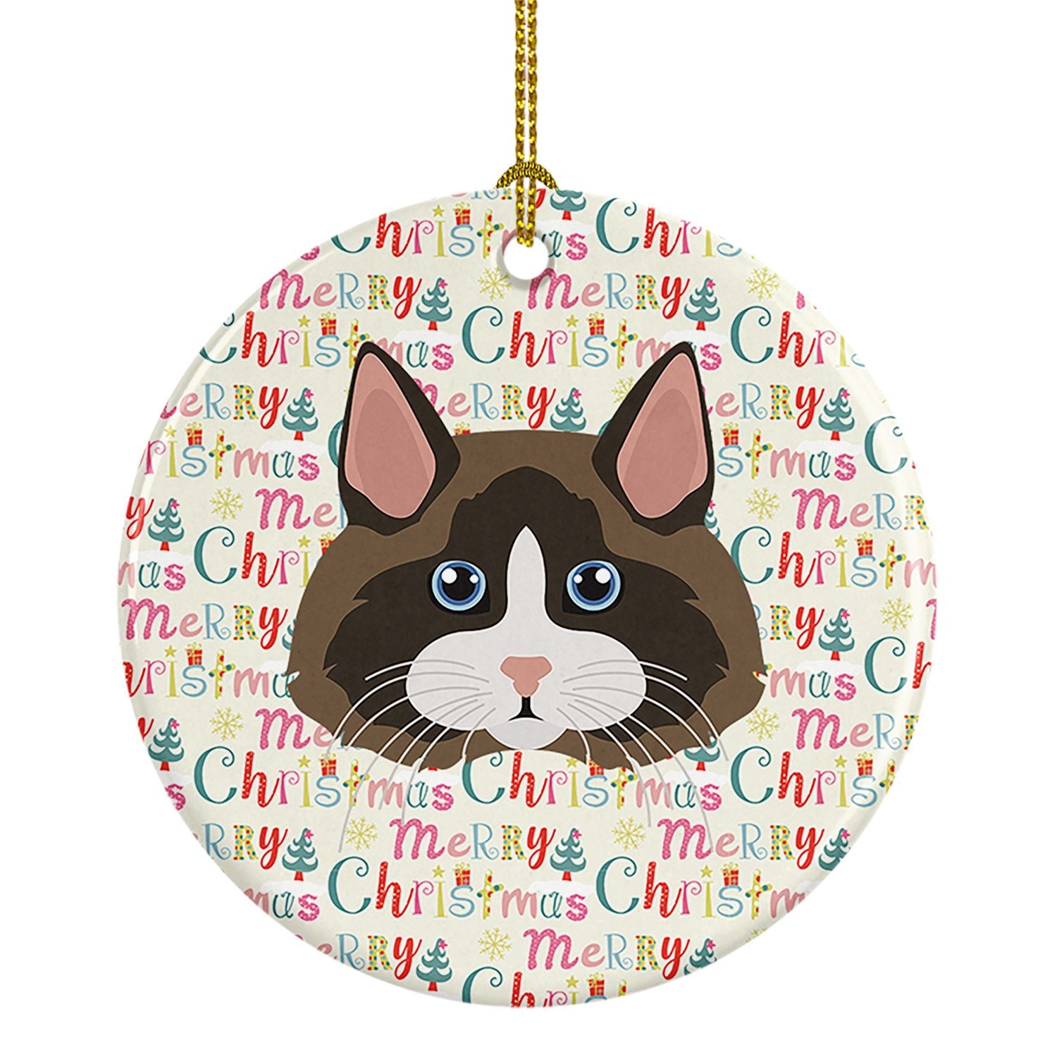 Ragdoll Cat Christmas Ceramic Ornament Christmas Tree Hanging Decorations for Home Christmas Holiday, Party, Gift, 3 in, Multico