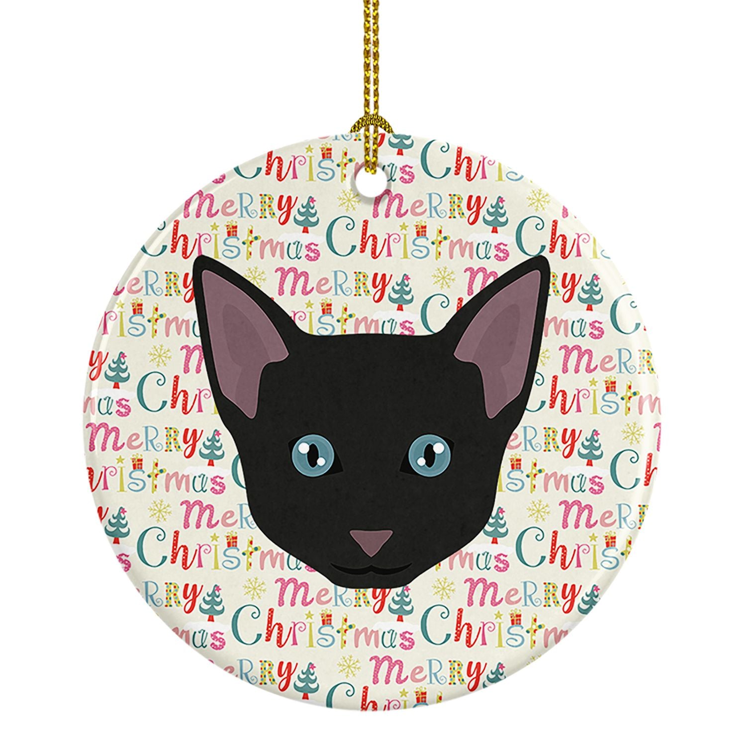 Russian White Black Cat Christmas Ceramic Ornament Christmas Tree Hanging Decorations for Home Christmas Holiday, Party, Gift, 3