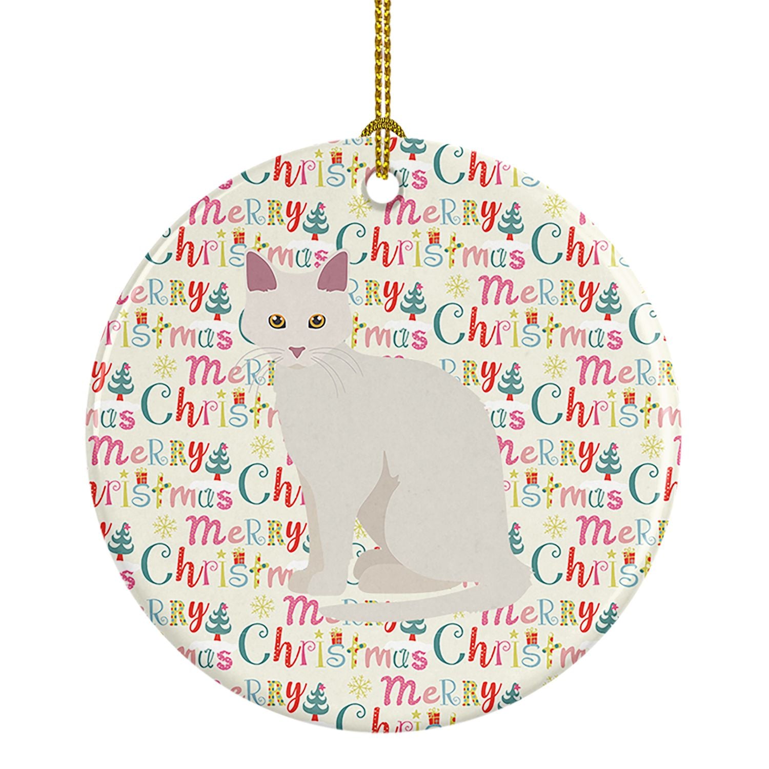 Aphrodite Giant Cat Christmas Ceramic Ornament Christmas Tree Hanging Decorations for Home Christmas Holiday, Party, Gift, 3 in,
