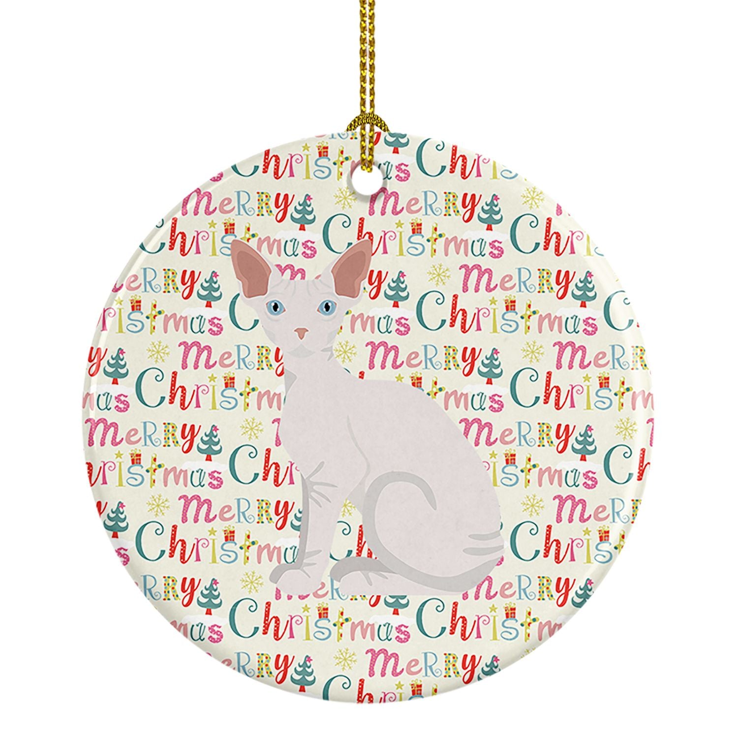 Sphynx Cat Christmas Ceramic Ornament Christmas Tree Hanging Decorations for Home Christmas Holiday, Party, Gift, 3 in, Multicol