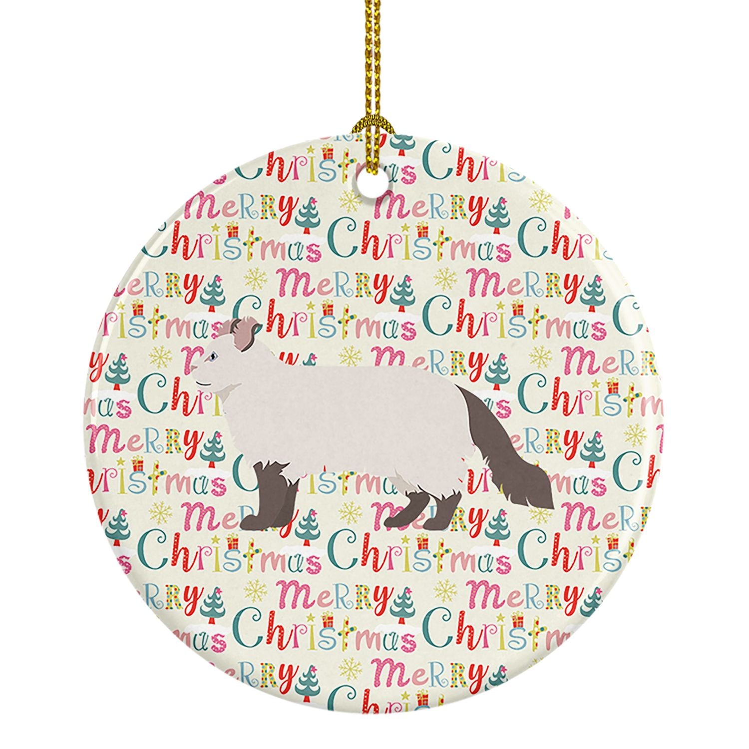 American Curl #2 Cat Christmas Ceramic Ornament Christmas Tree Hanging Decorations for Home Christmas Holiday, Party, Gift, 3 in