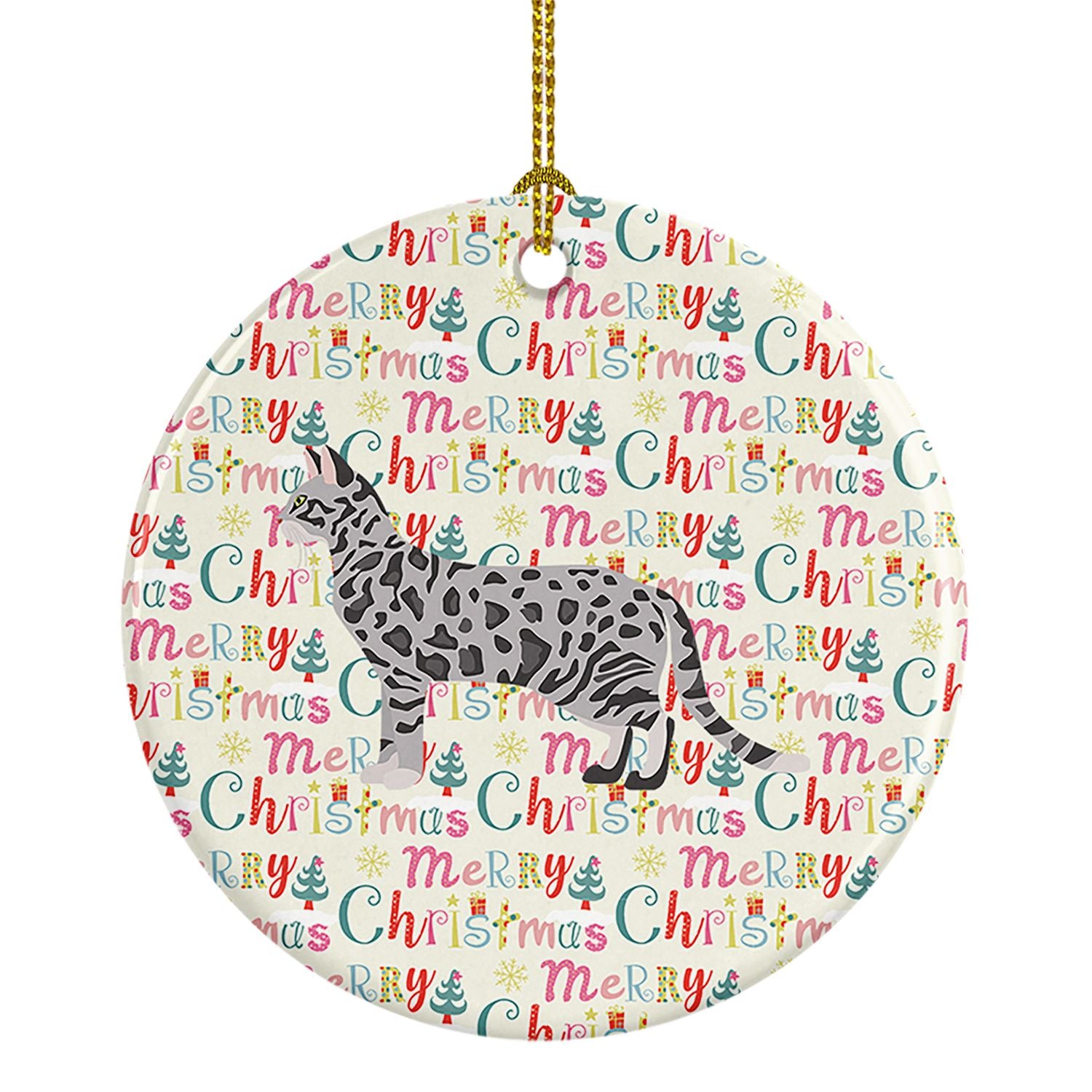 Cheetoh #2 Cat Christmas Ceramic Ornament Christmas Tree Hanging Decorations for Home Christmas Holiday, Party, Gift, 3 in, Mult