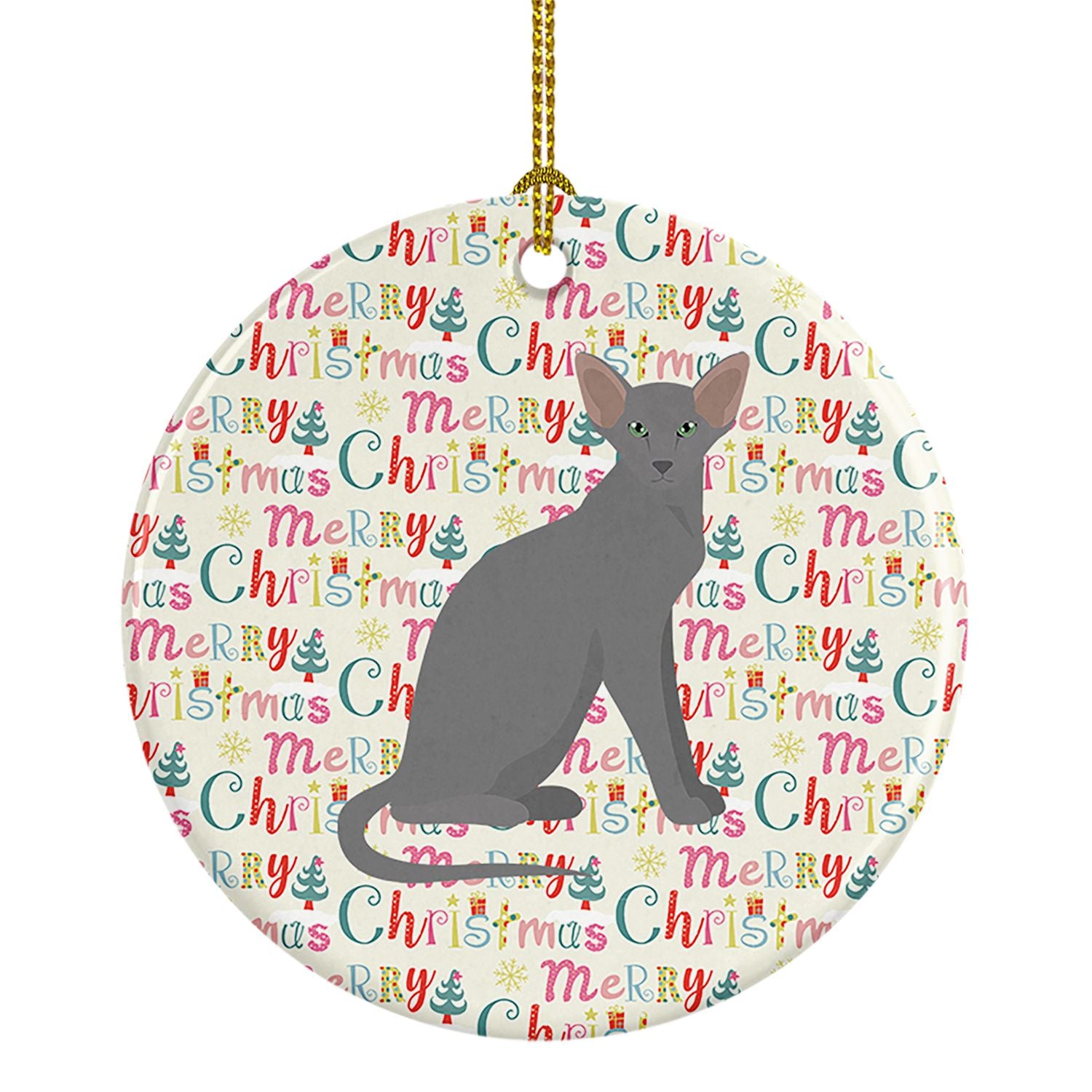 Oriental Shorthair Cat Christmas Ceramic Ornament Christmas Tree Hanging Decorations for Home Christmas Holiday, Party, Gift, 3 