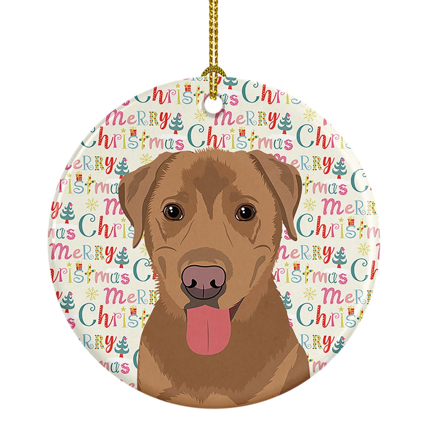 Labrador Retriever Red Christmas Ceramic Ornament Christmas Tree Hanging Decorations for Home Christmas Holiday, Party, Gift, 3 