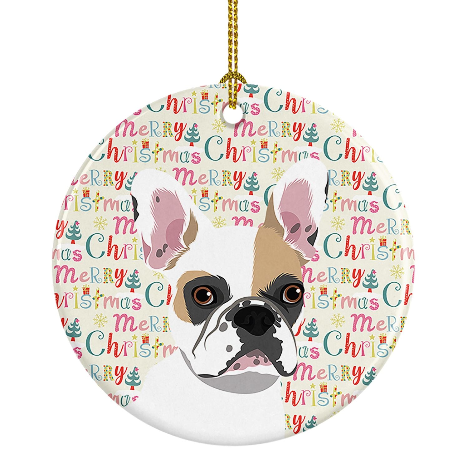 French Bulldog White #1 Christmas Ceramic Ornament Christmas Tree Hanging Decorations for Home Christmas Holiday, Party, Gift, 3