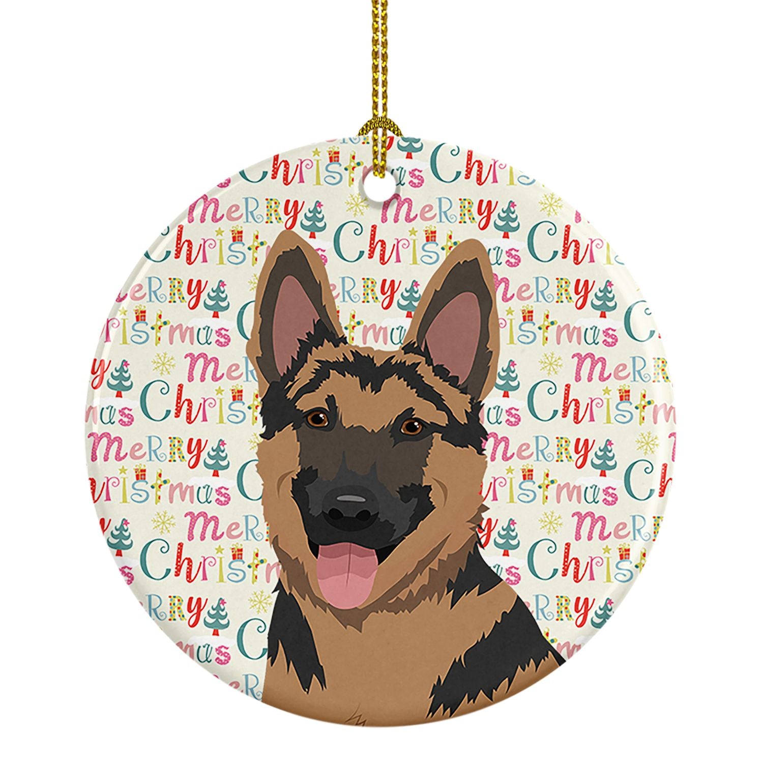German Shepherd Red and Black Christmas Ceramic Ornament Christmas Tree Hanging Decorations for Home Christmas Holiday, Party, G