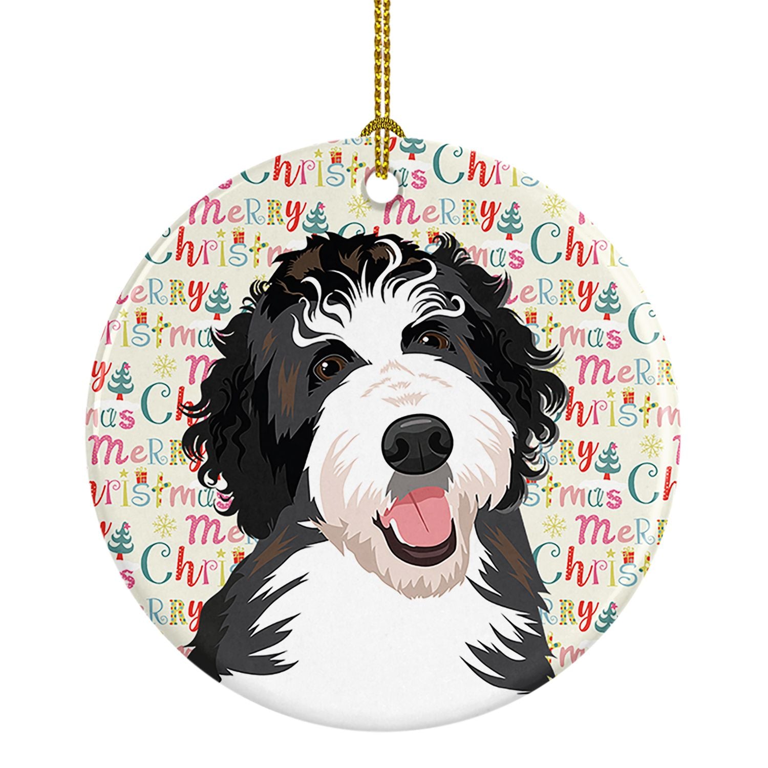 Doodle Silver and White #1 Christmas Ceramic Ornament Christmas Tree Hanging Decorations for Home Christmas Holiday, Party, Gift