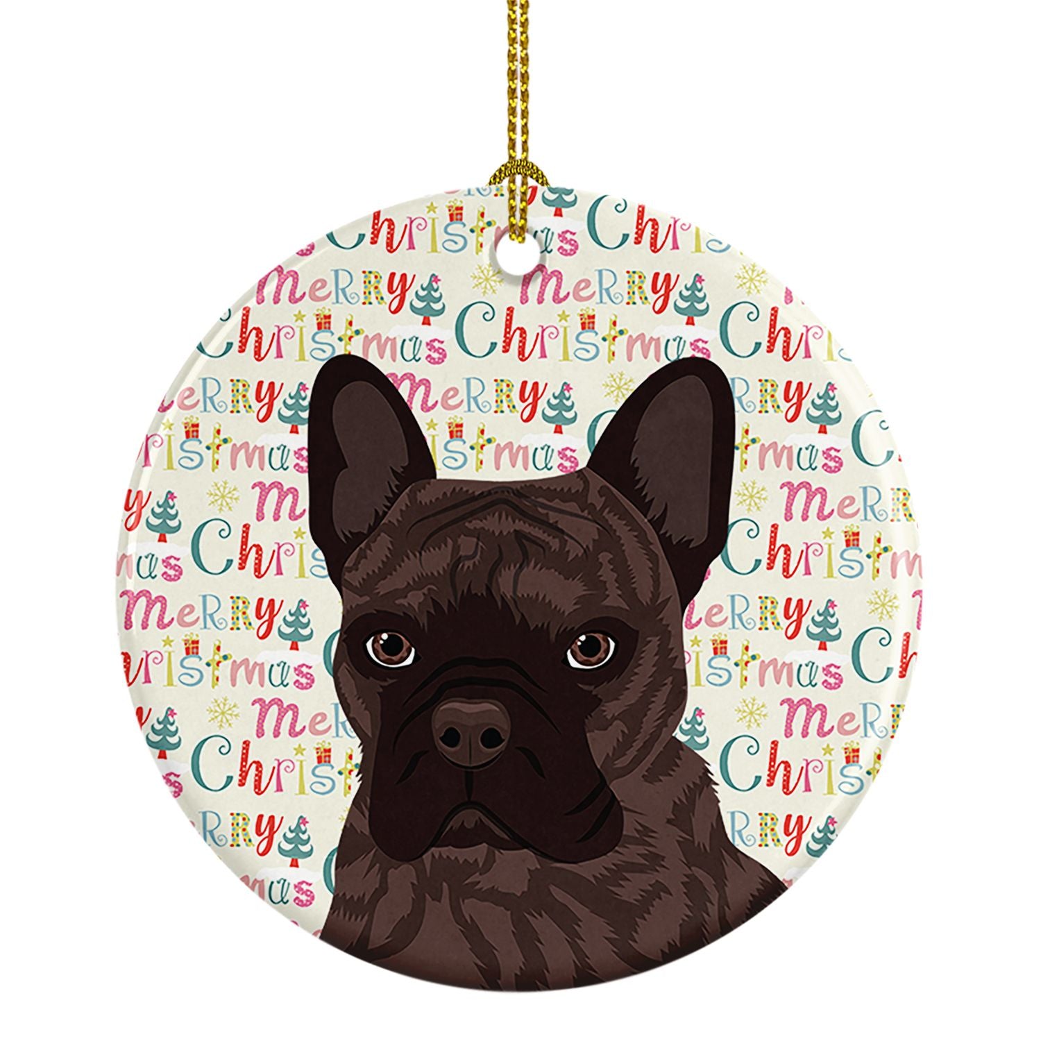 French Bulldog Brindle #1 Christmas Ceramic Ornament Christmas Tree Hanging Decorations for Home Christmas Holiday, Party, Gift,
