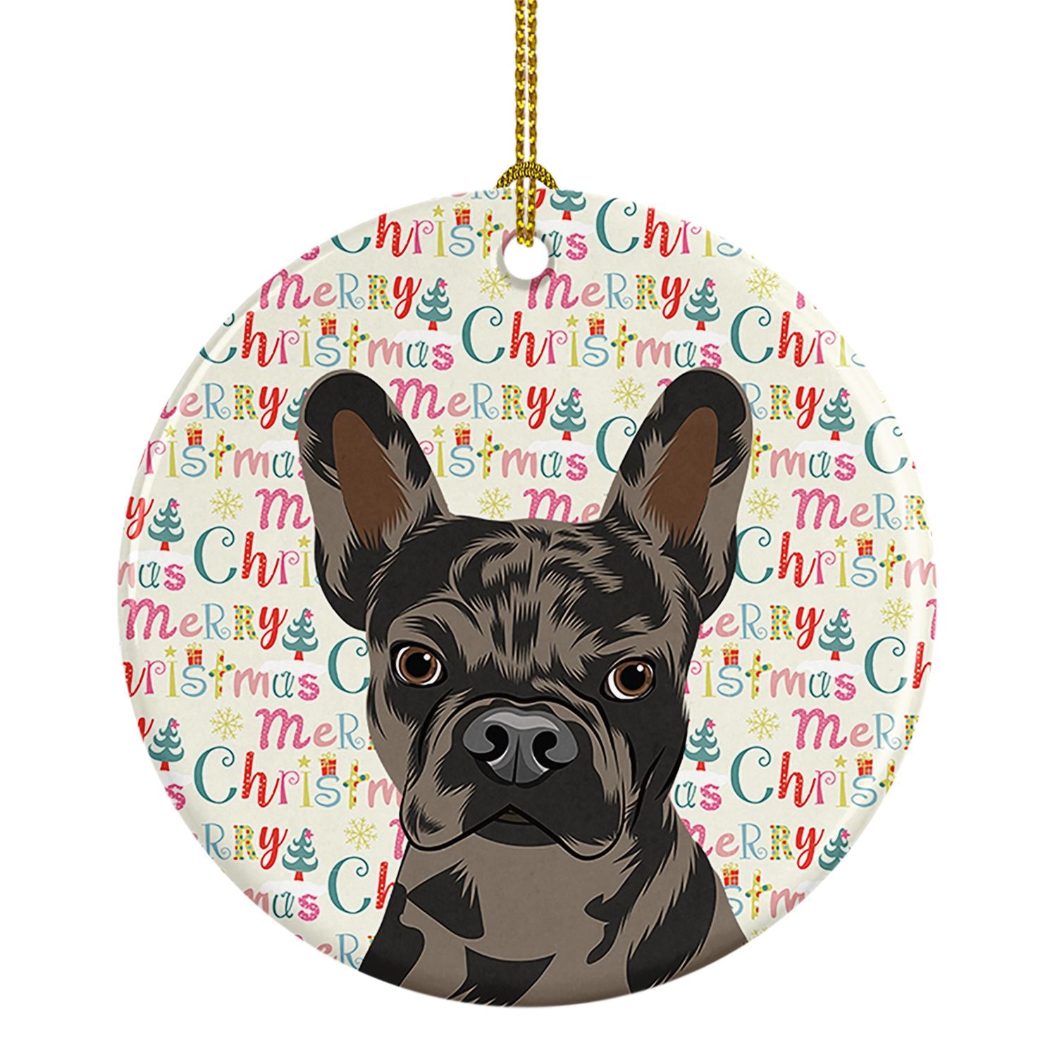 French Bulldog Chocolate Christmas Ceramic Ornament Christmas Tree Hanging Decorations for Home Christmas Holiday, Party, Gift, 