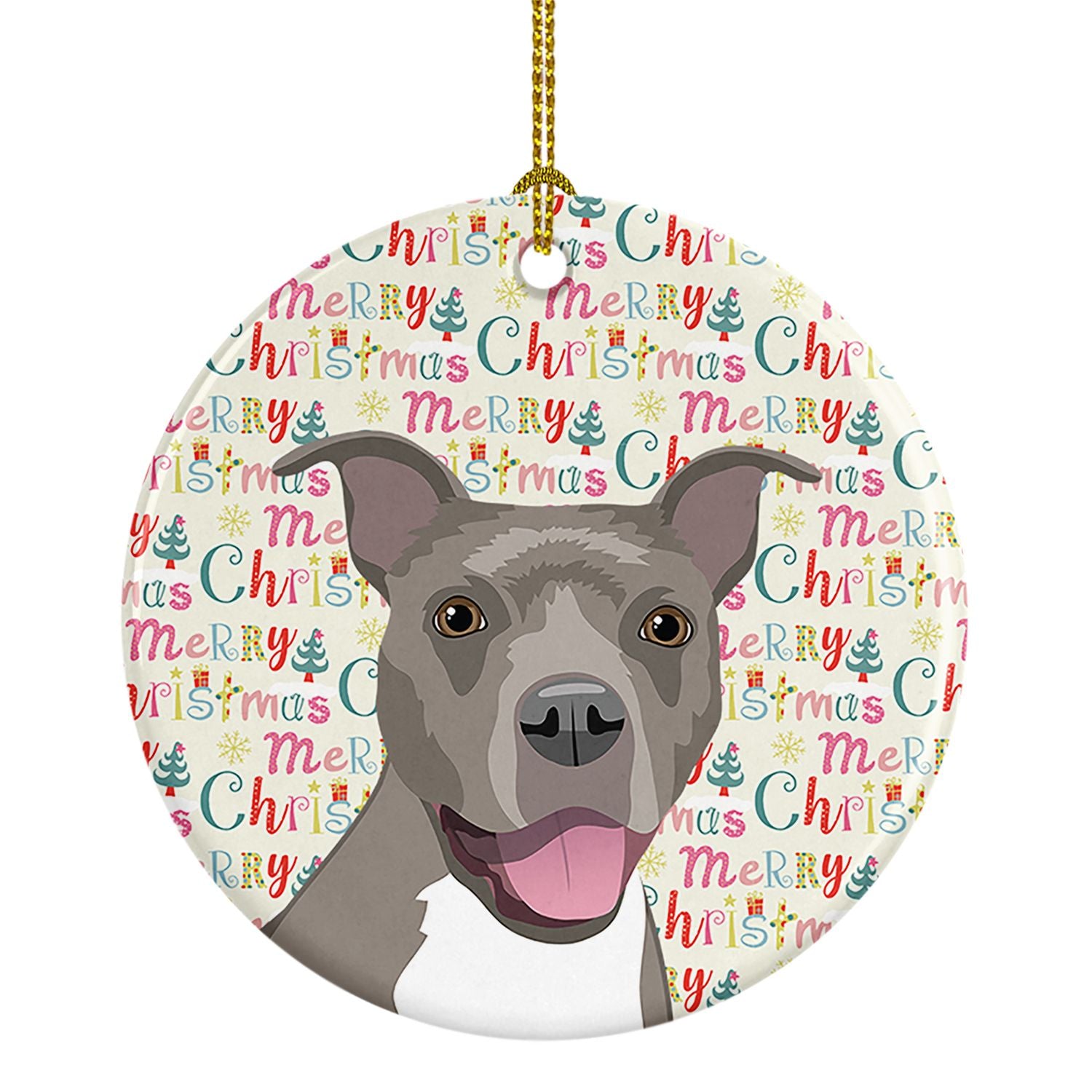 Pit Bull Blue #1 Christmas Ceramic Ornament Christmas Tree Hanging Decorations for Home Christmas Holiday, Party, Gift, 3 in, Mu