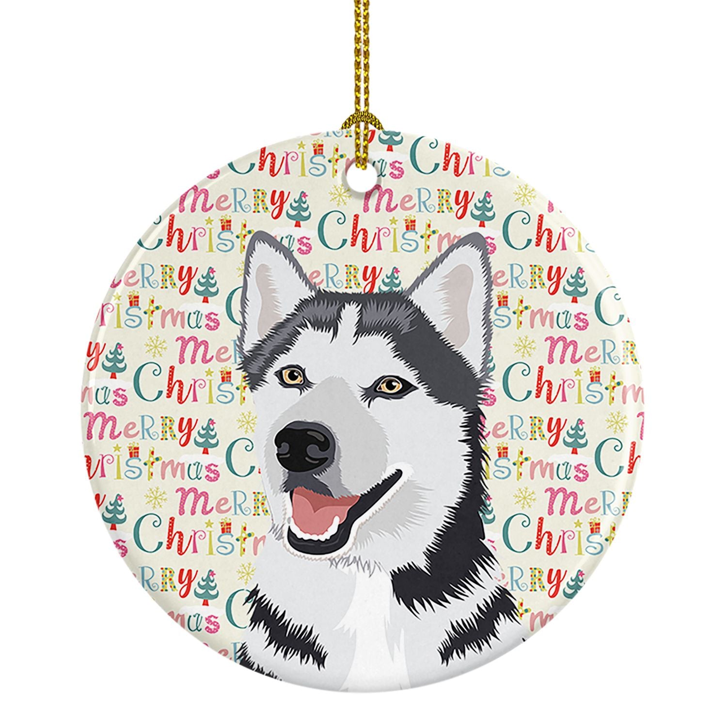 Siberian Husky Silver and White #1 Christmas Ceramic Ornament Christmas Tree Hanging Decorations for Home Christmas Holiday, Par