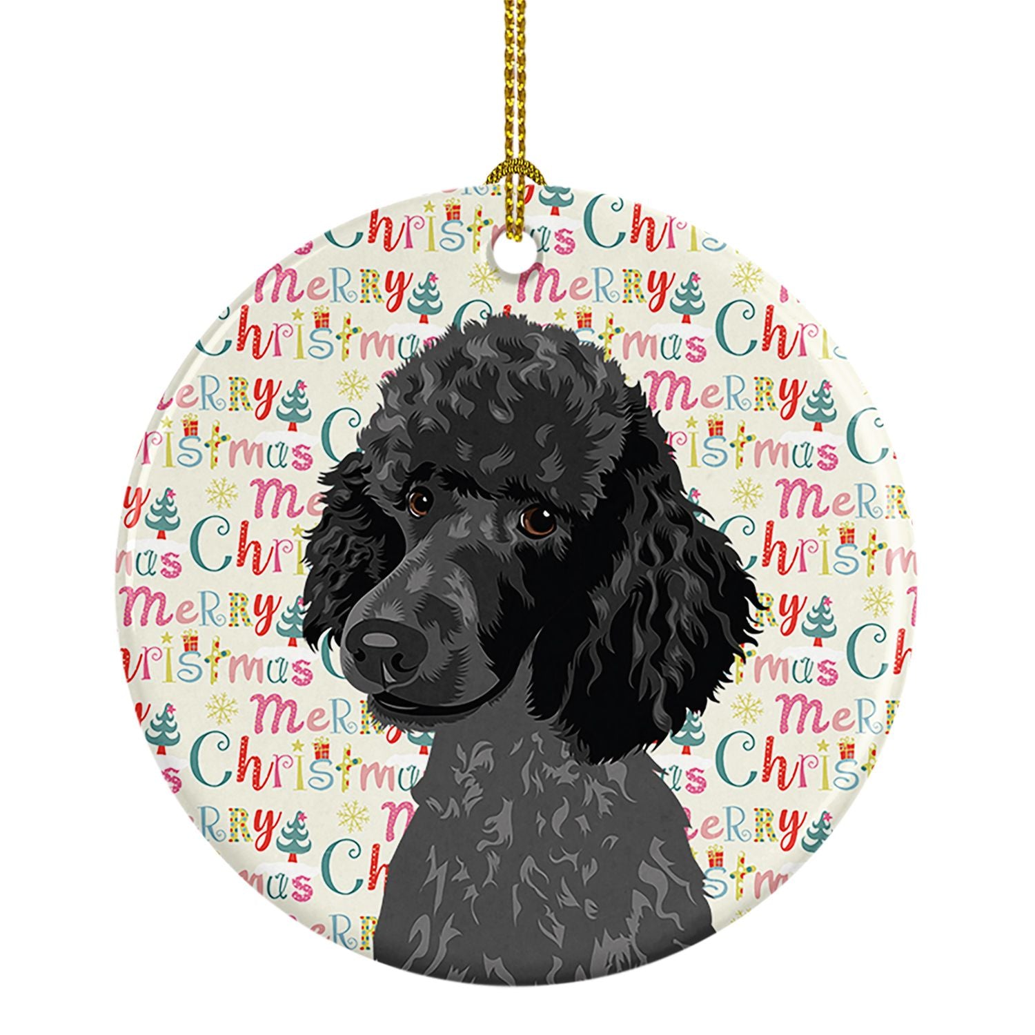 Poodle Standard Black Christmas Ceramic Ornament Christmas Tree Hanging Decorations for Home Christmas Holiday, Party, Gift, 3 i