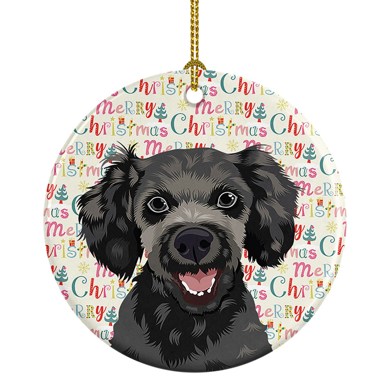 Poodle Toy Grey Christmas Ceramic Ornament Christmas Tree Hanging Decorations for Home Christmas Holiday, Party, Gift, 3 in, Mul