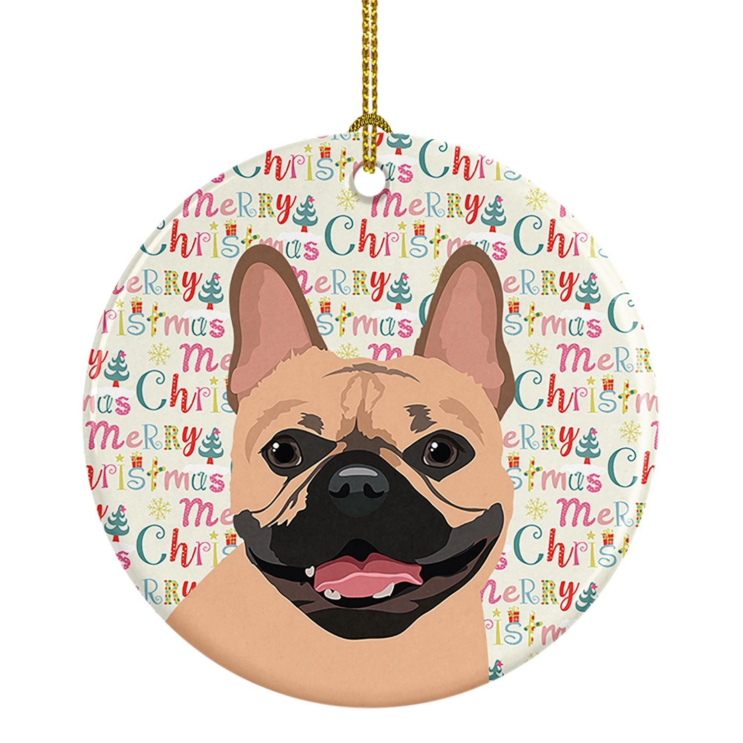 French Bulldog Fawn #2 Christmas Ceramic Ornament Christmas Tree Hanging Decorations for Home Christmas Holiday, Party, Gift, 3 