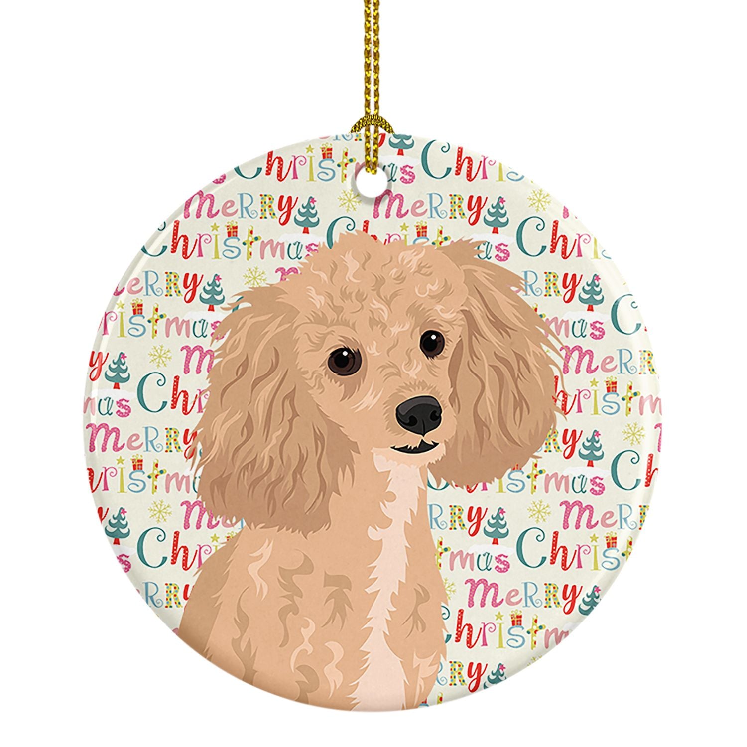 Poodle Toy Apricot #1 Christmas Ceramic Ornament Christmas Tree Hanging Decorations for Home Christmas Holiday, Party, Gift, 3 i
