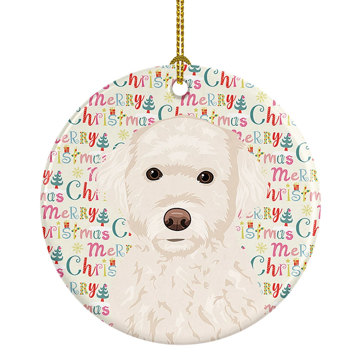 Doodle Cream #2 Christmas Ceramic Ornament Christmas Tree Hanging Decorations for Home Christmas Holiday, Party, Gift, 3 in, Mul