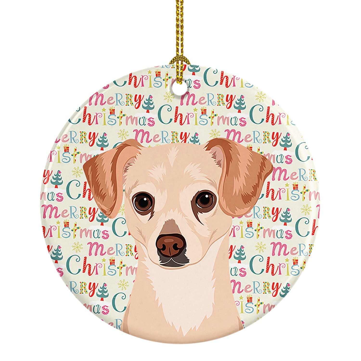Chihuahua Cream Christmas Ceramic Ornament Christmas Tree Hanging Decorations for Home Christmas Holiday, Party, Gift, 3 in, Mul