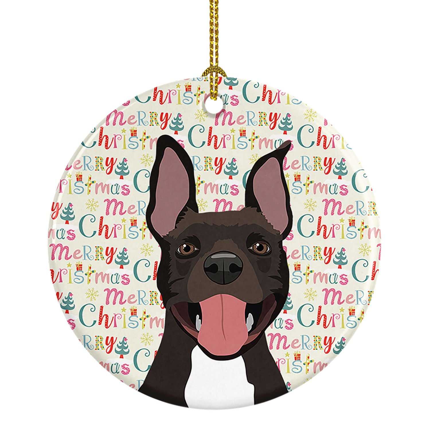 Pit Bull Black #4 Christmas Ceramic Ornament Christmas Tree Hanging Decorations for Home Christmas Holiday, Party, Gift, 3 in, M