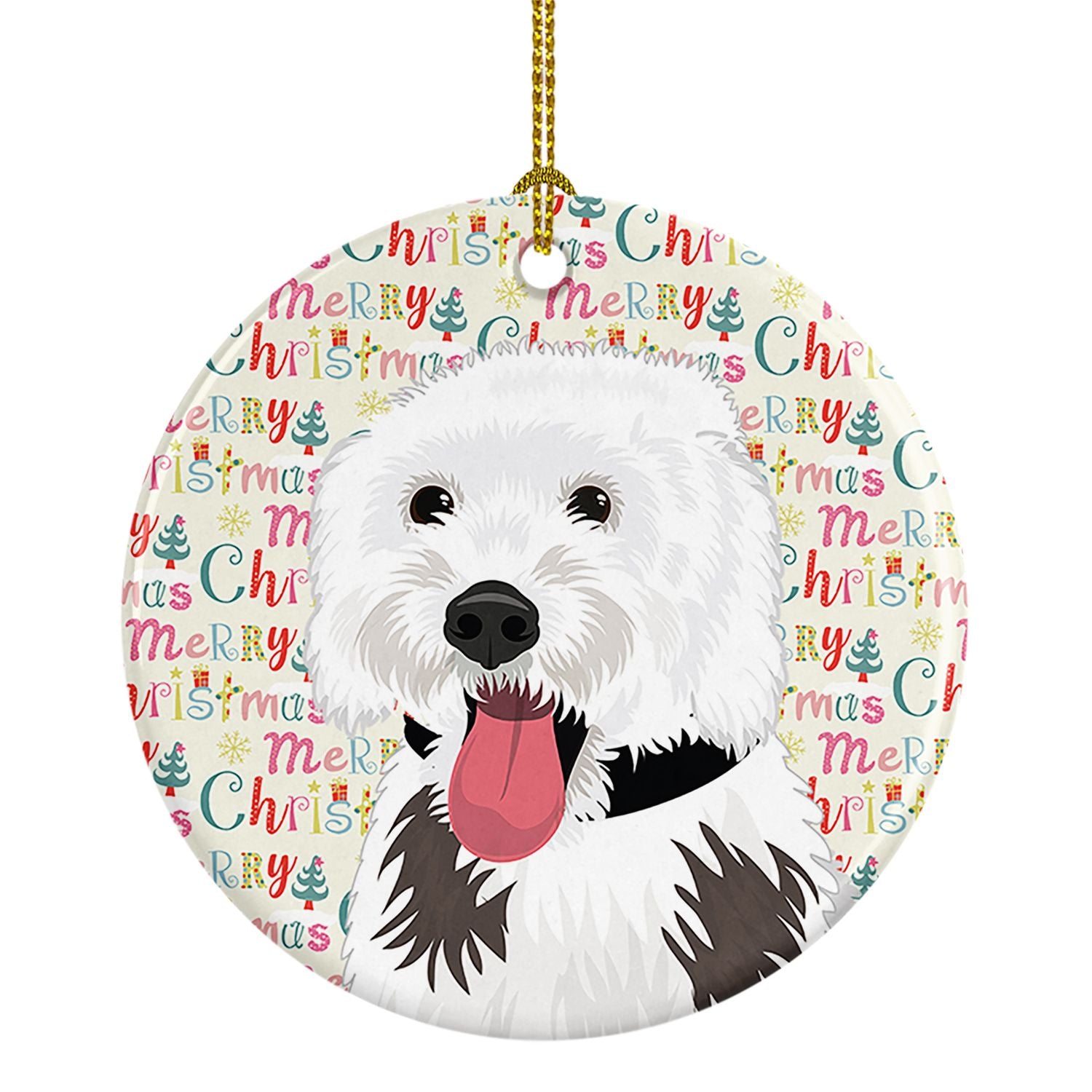 Doodle Silver and White #2 Christmas Ceramic Ornament Christmas Tree Hanging Decorations for Home Christmas Holiday, Party, Gift