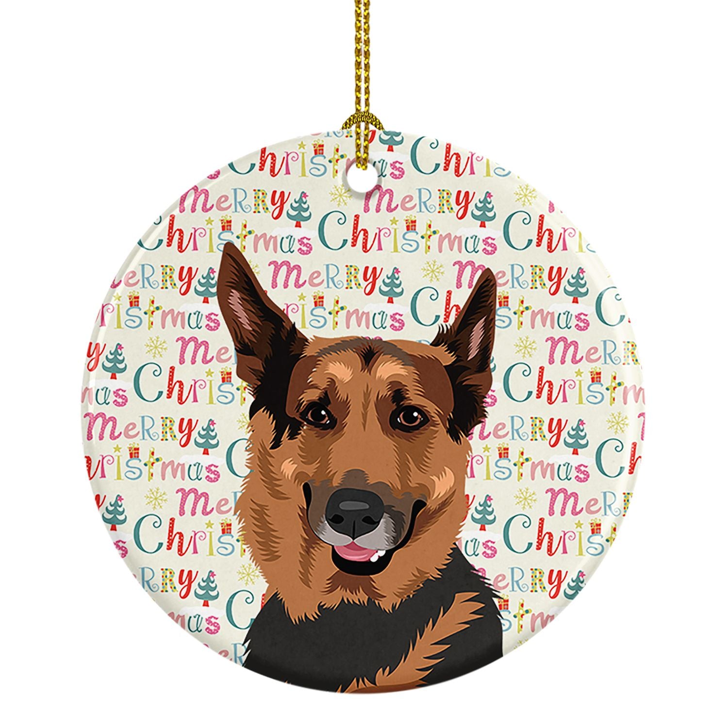 German Shepherd Red Sable Christmas Ceramic Ornament Christmas Tree Hanging Decorations for Home Christmas Holiday, Party, Gift,