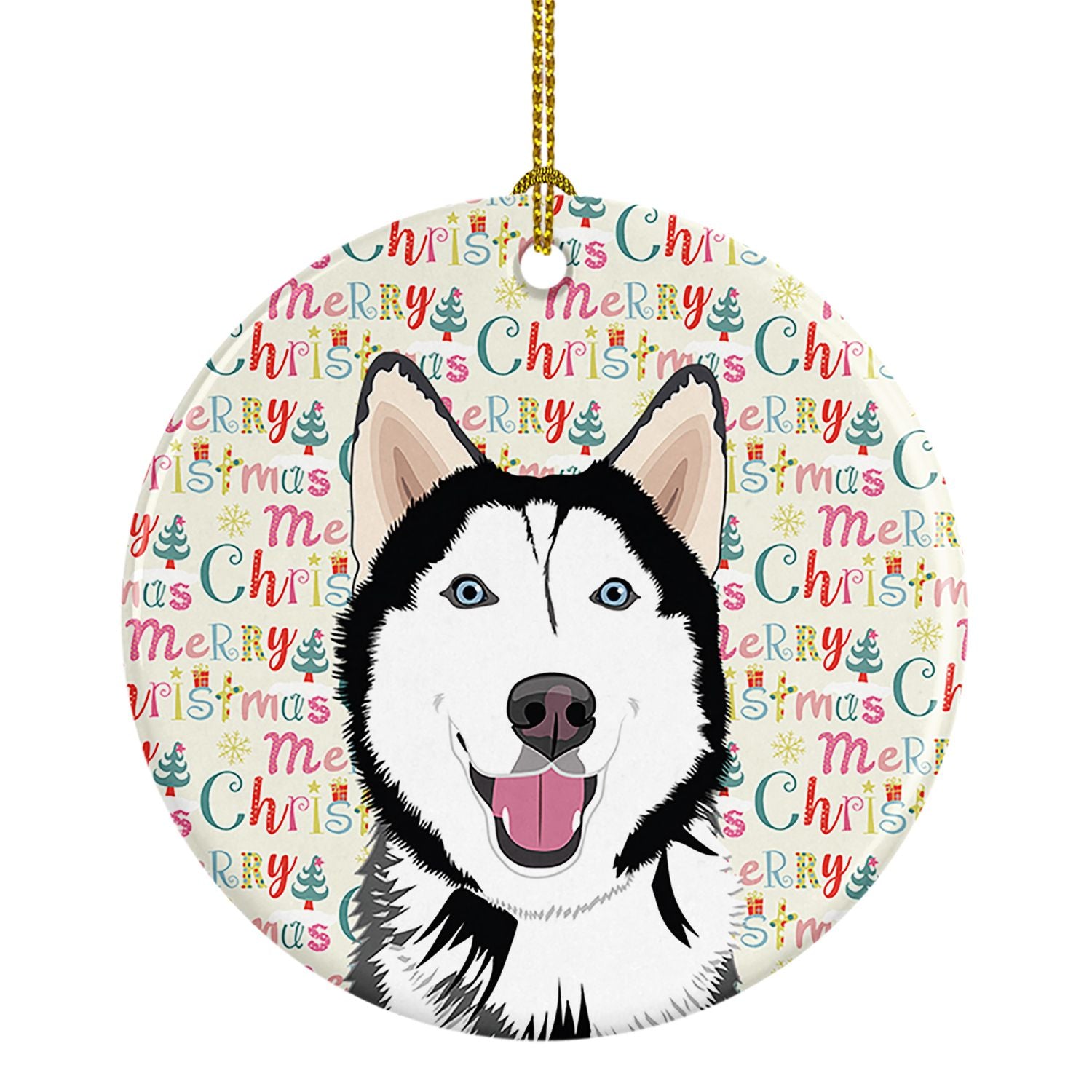 Siberian Husky Black and White #1 Christmas Ceramic Ornament Christmas Tree Hanging Decorations for Home Christmas Holiday, Part