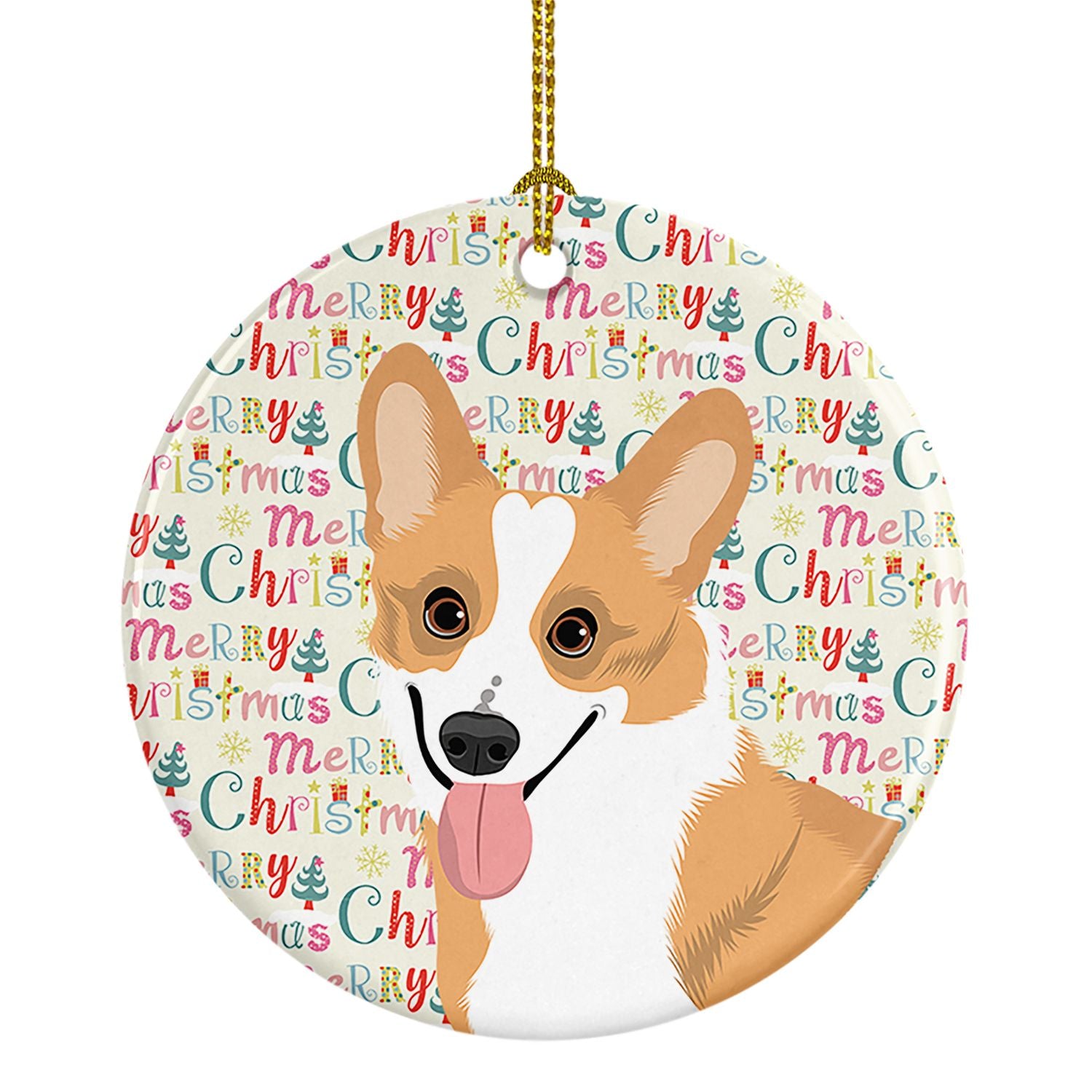 Pembroke Corgi Red and White Christmas Ceramic Ornament Christmas Tree Hanging Decorations for Home Christmas Holiday, Party, Gi