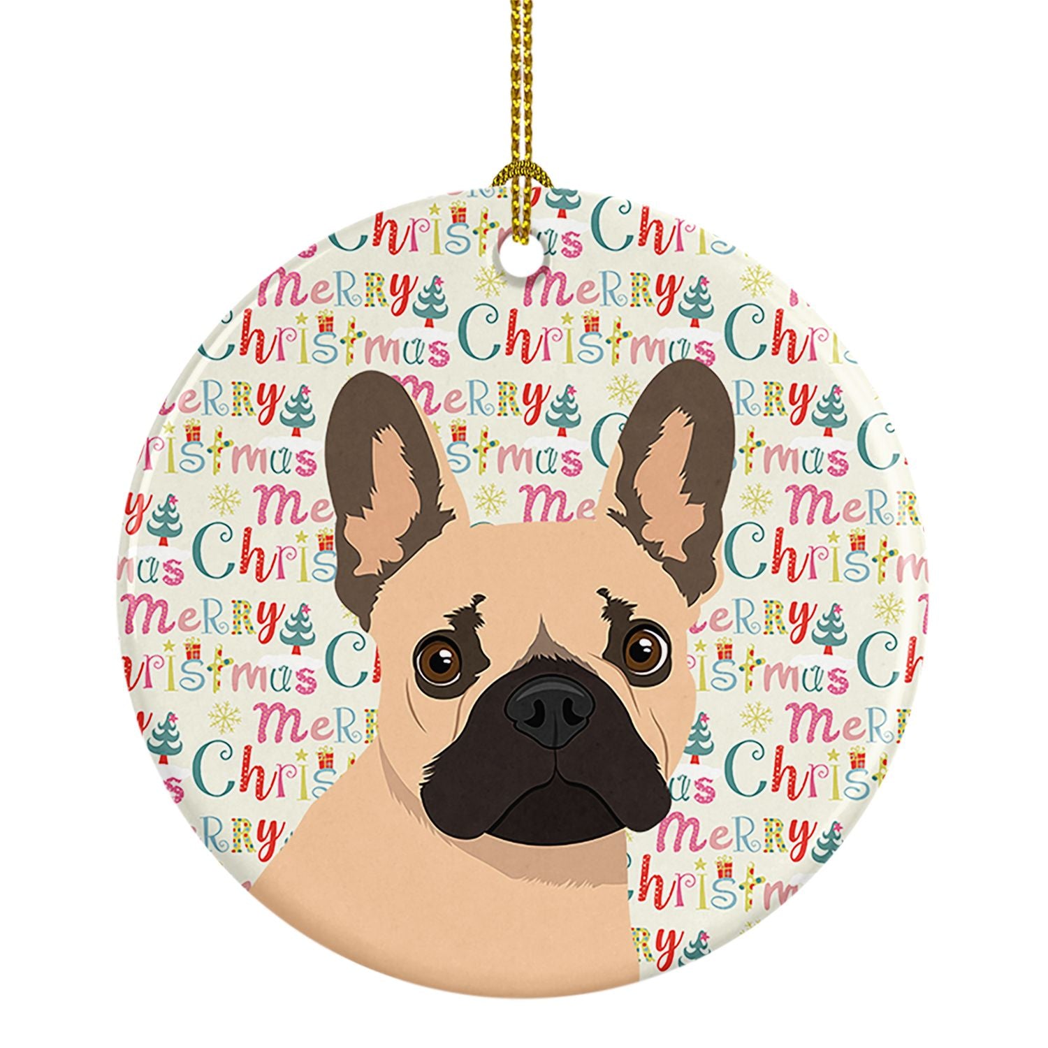 French Bulldog Fawn #1 Christmas Ceramic Ornament Christmas Tree Hanging Decorations for Home Christmas Holiday, Party, Gift, 3 