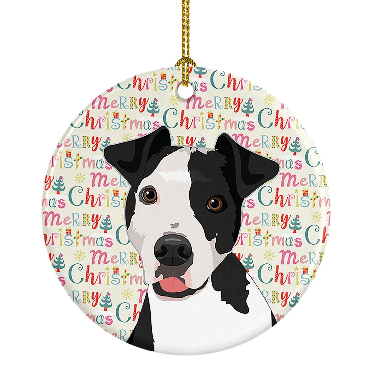 Pit Bull Black #2 Christmas Ceramic Ornament Christmas Tree Hanging Decorations for Home Christmas Holiday, Party, Gift, 3 in, M