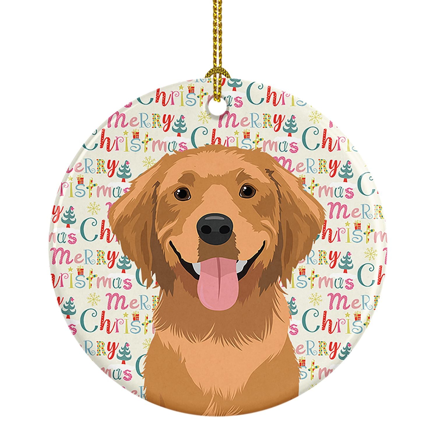 Golden Retriever Red #2 Christmas Ceramic Ornament Christmas Tree Hanging Decorations for Home Christmas Holiday, Party, Gift, 3