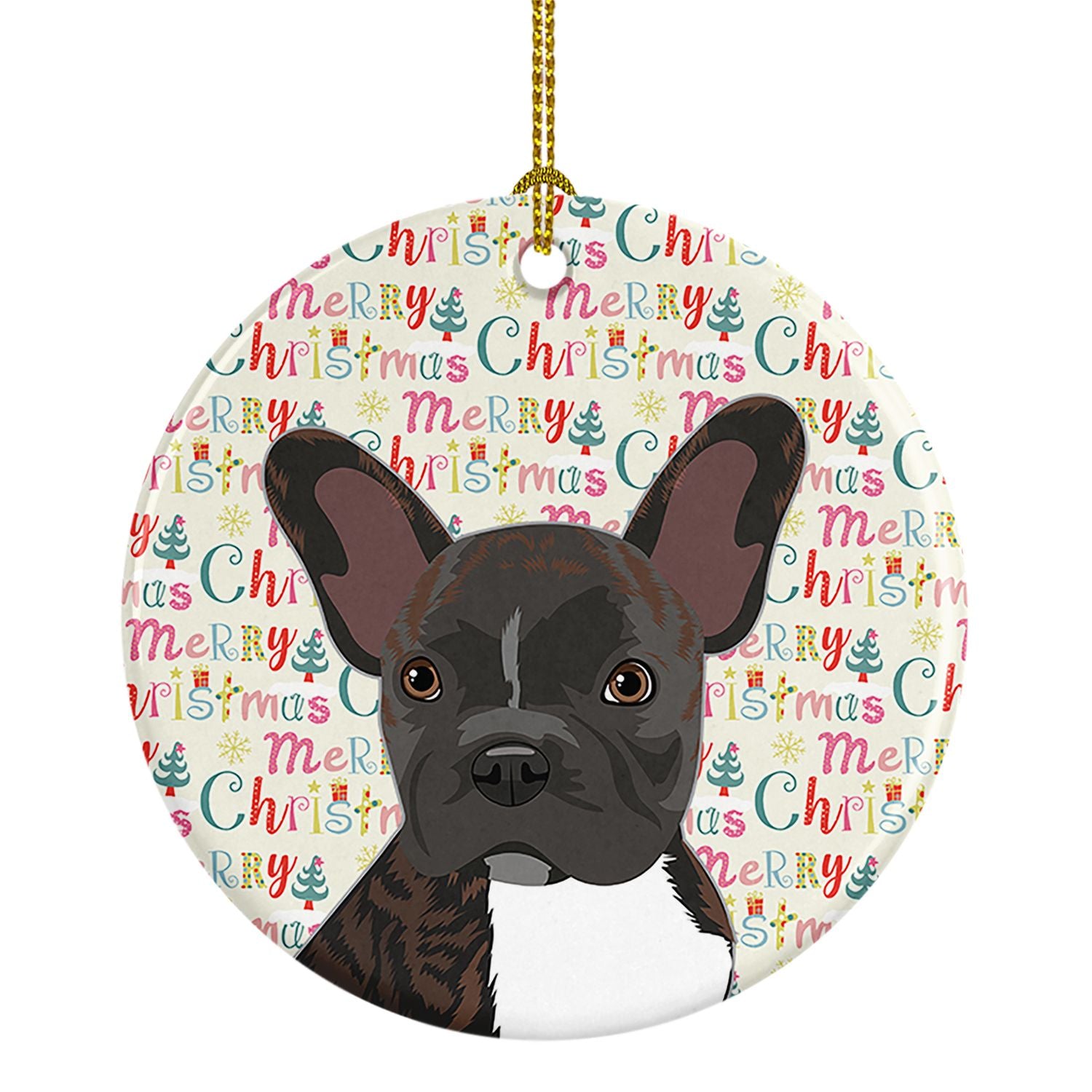 French Bulldog Brindle #2 Christmas Ceramic Ornament Christmas Tree Hanging Decorations for Home Christmas Holiday, Party, Gift,