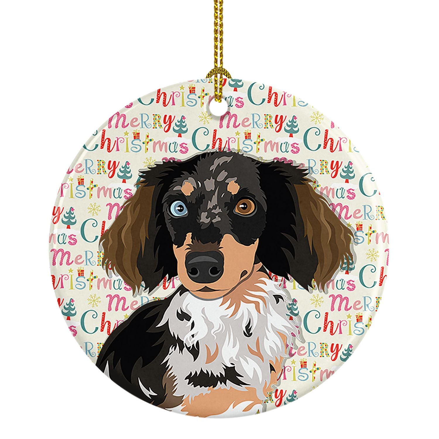 Chihuahua Dapple #1 Christmas Ceramic Ornament Christmas Tree Hanging Decorations for Home Christmas Holiday, Party, Gift, 3 in,