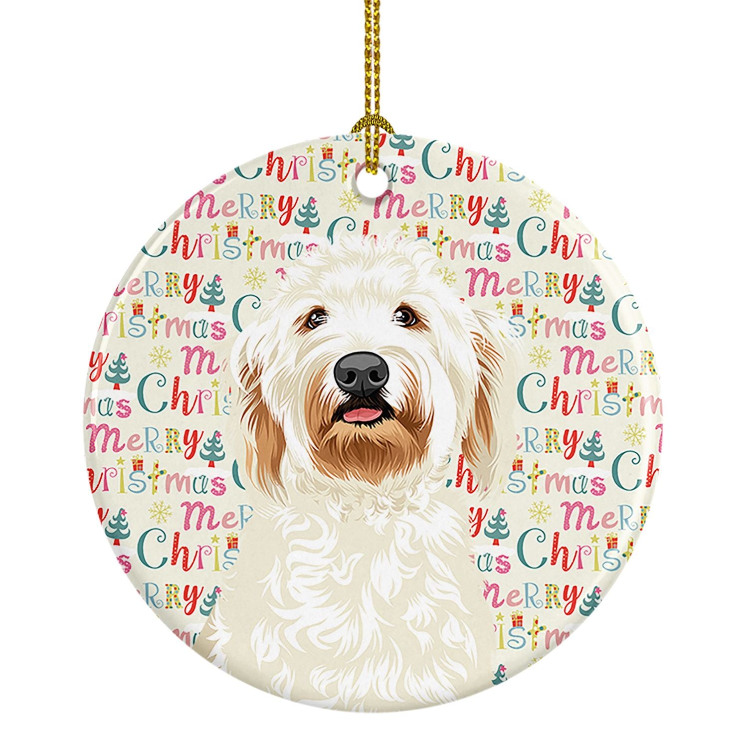 Doodle Cream #6 Christmas Ceramic Ornament Christmas Tree Hanging Decorations for Home Christmas Holiday, Party, Gift, 3 in, Mul