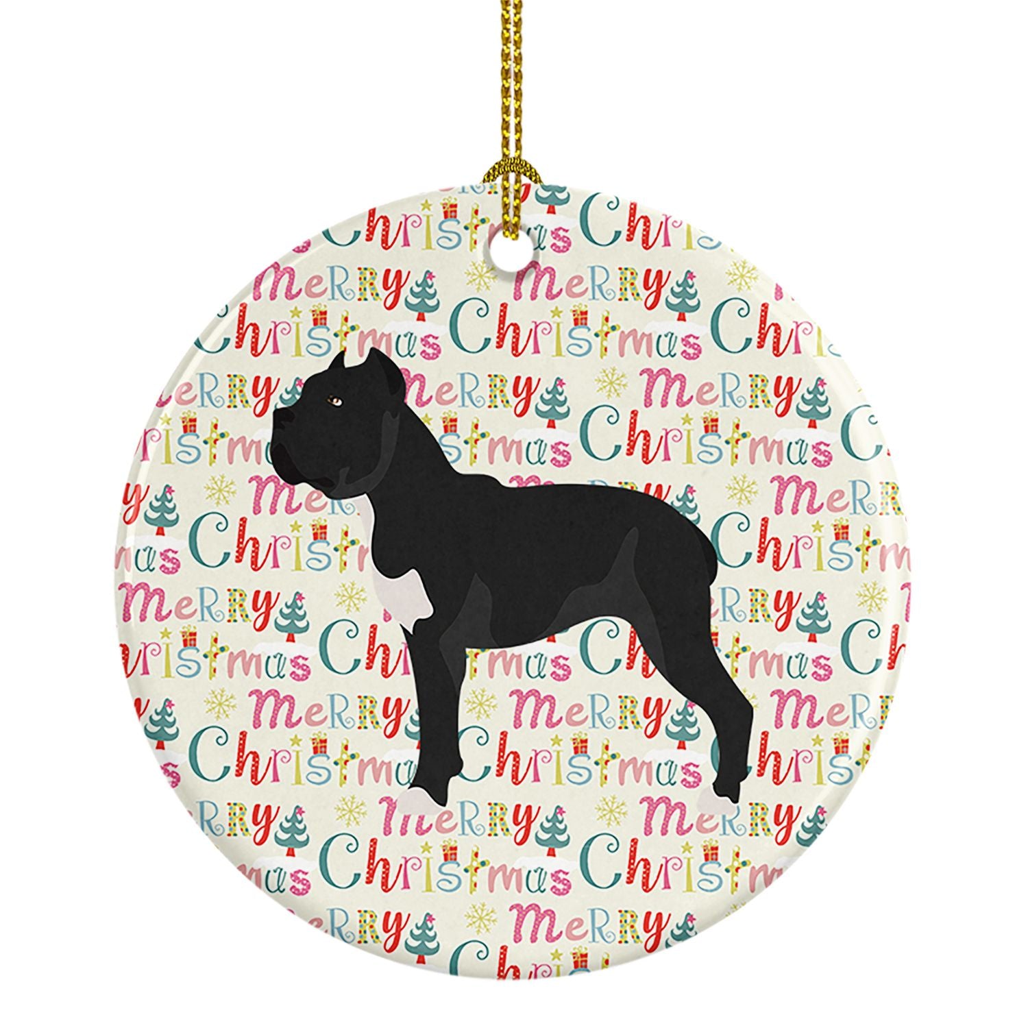 Cane Corso Merry Christmas Ceramic Ornament Christmas Tree Hanging Decorations for Home Christmas Holiday, Party, Gift, 3 in, Mu