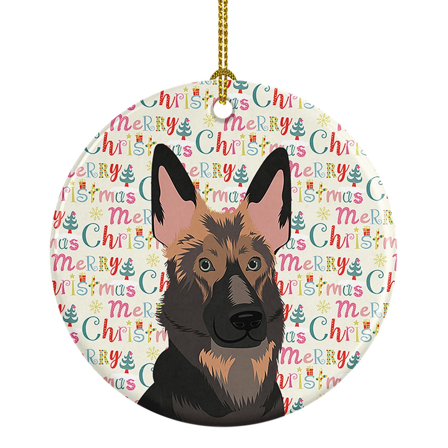 German Shepherd Puppy Christmas Ceramic Ornament Christmas Tree Hanging Decorations for Home Christmas Holiday, Party, Gift, 3 i