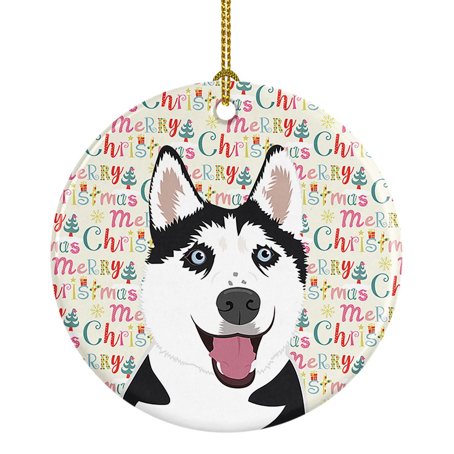Siberian Husky Black and White #2 Christmas Ceramic Ornament Christmas Tree Hanging Decorations for Home Christmas Holiday, Part