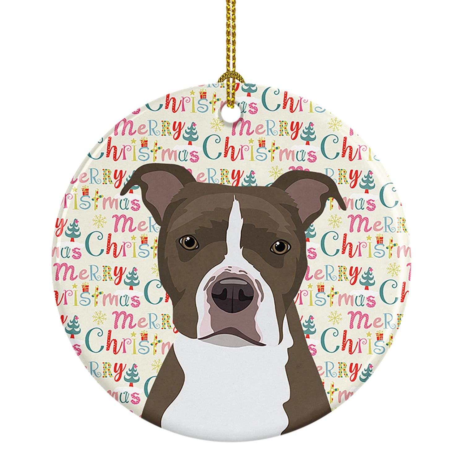 Pit Bull Blue #6 Christmas Ceramic Ornament Christmas Tree Hanging Decorations for Home Christmas Holiday, Party, Gift, 3 in, Mu