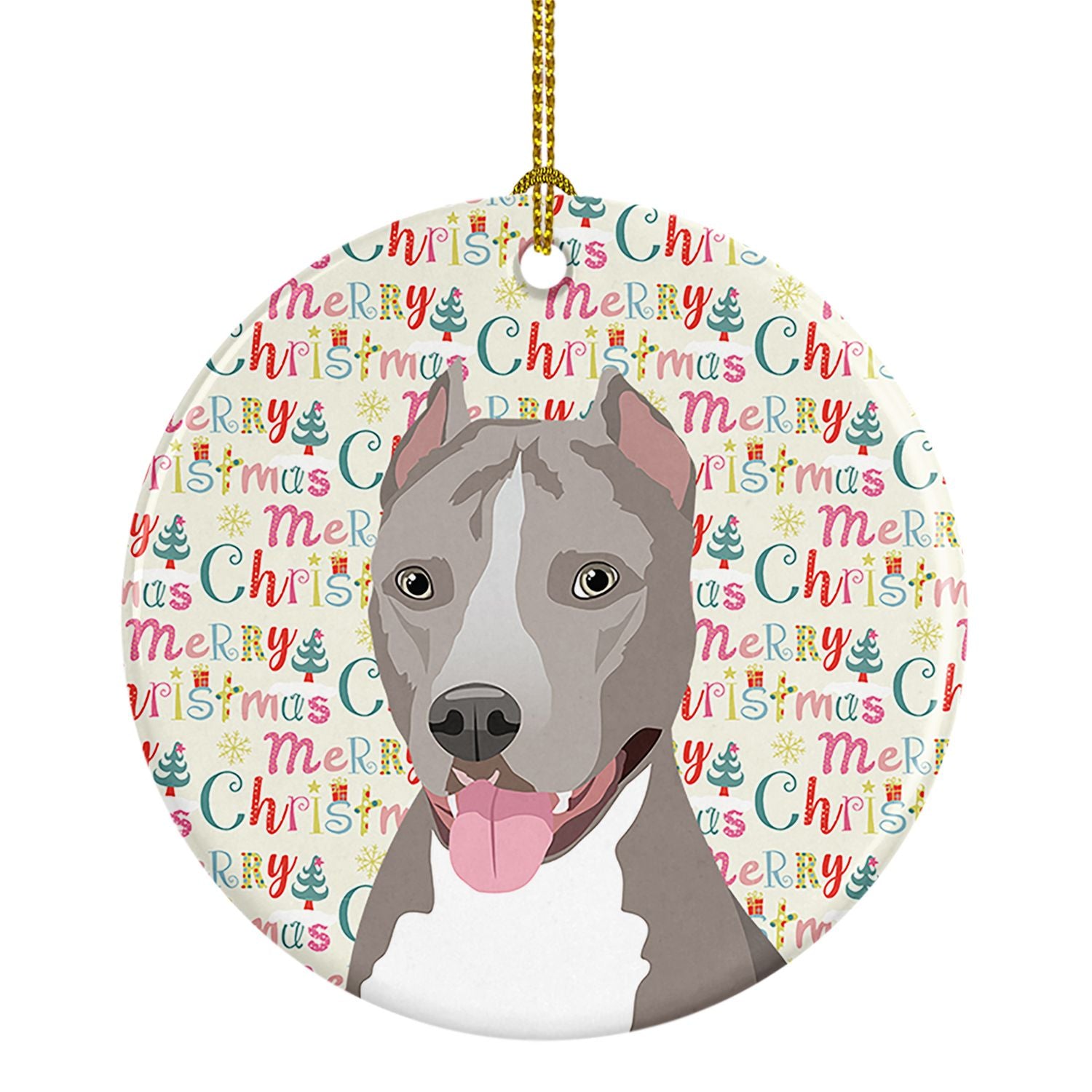 Pit Bull Blue #5 Christmas Ceramic Ornament Christmas Tree Hanging Decorations for Home Christmas Holiday, Party, Gift, 3 in, Mu
