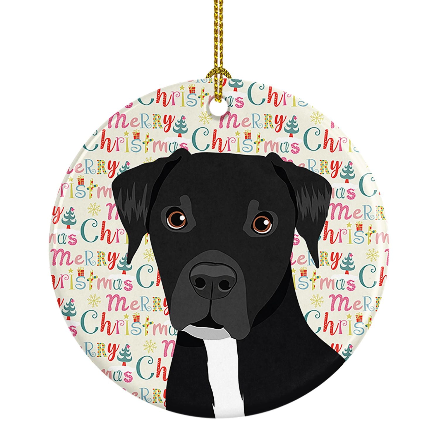 Pit Bull Black #1 Christmas Ceramic Ornament Christmas Tree Hanging Decorations for Home Christmas Holiday, Party, Gift, 3 in, M