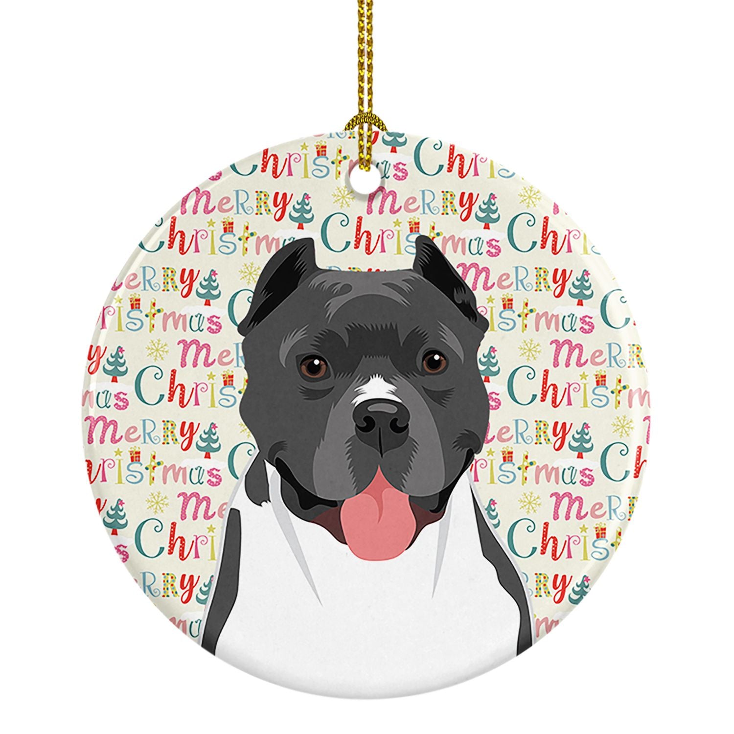 Pit Bull Blue #7 Christmas Ceramic Ornament Christmas Tree Hanging Decorations for Home Christmas Holiday, Party, Gift, 3 in, Mu