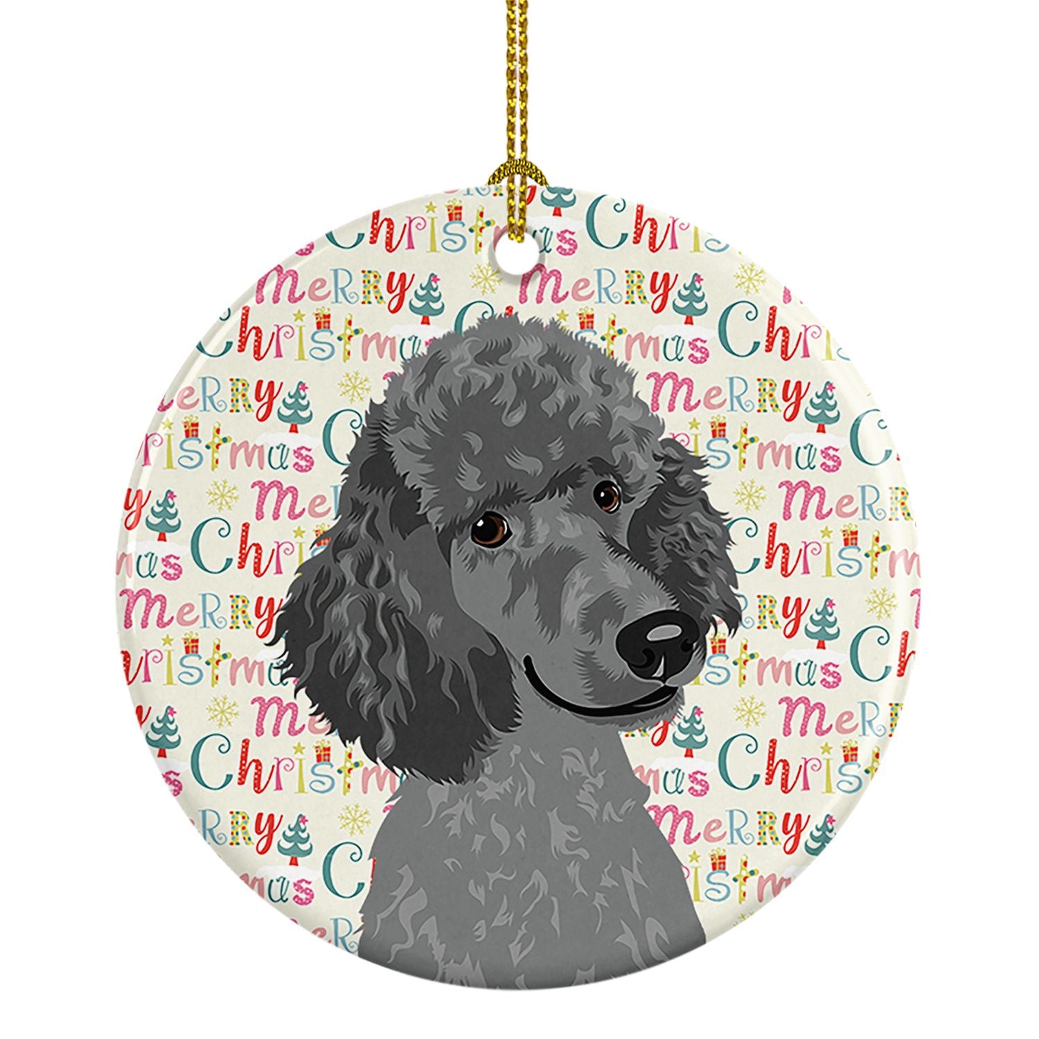 Poodle Standard Gray Christmas Ceramic Ornament Christmas Tree Hanging Decorations for Home Christmas Holiday, Party, Gift, 3 in