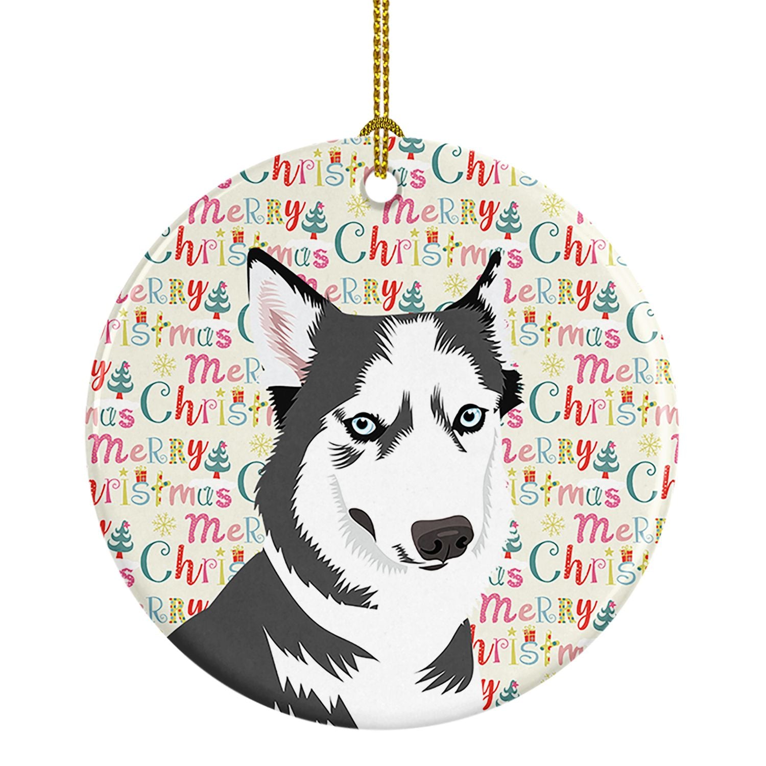 Siberian Husky Silver and White #2 Christmas Ceramic Ornament Christmas Tree Hanging Decorations for Home Christmas Holiday, Par
