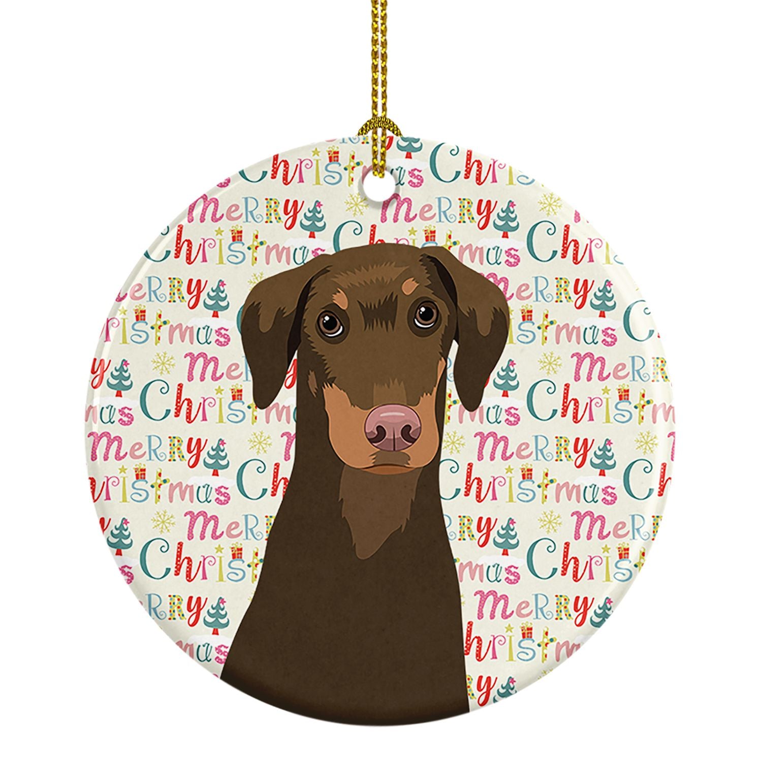 Doberman Pinscher Red and Rust Natural Ears #2 Christmas Ceramic Ornament Christmas Tree Hanging Decorations for Home Christmas 