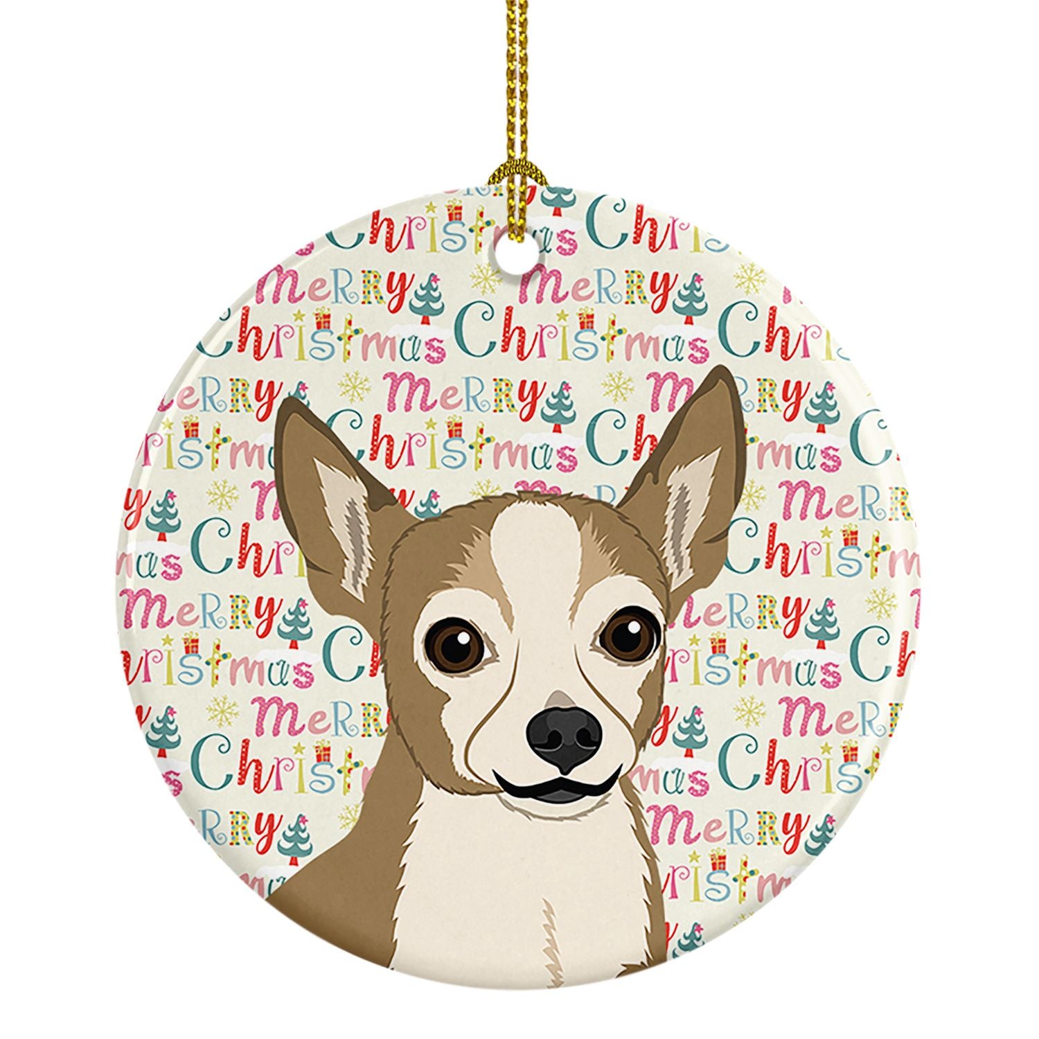 Chihuahua Silver and Tan Christmas Ceramic Ornament Christmas Tree Hanging Decorations for Home Christmas Holiday, Party, Gift, 